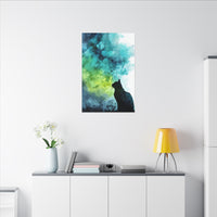 Whimsical Cat Silhouette Watercolor Artwork