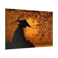 Serene Silhouette of Contemplation | Asian-Inspired Artwork