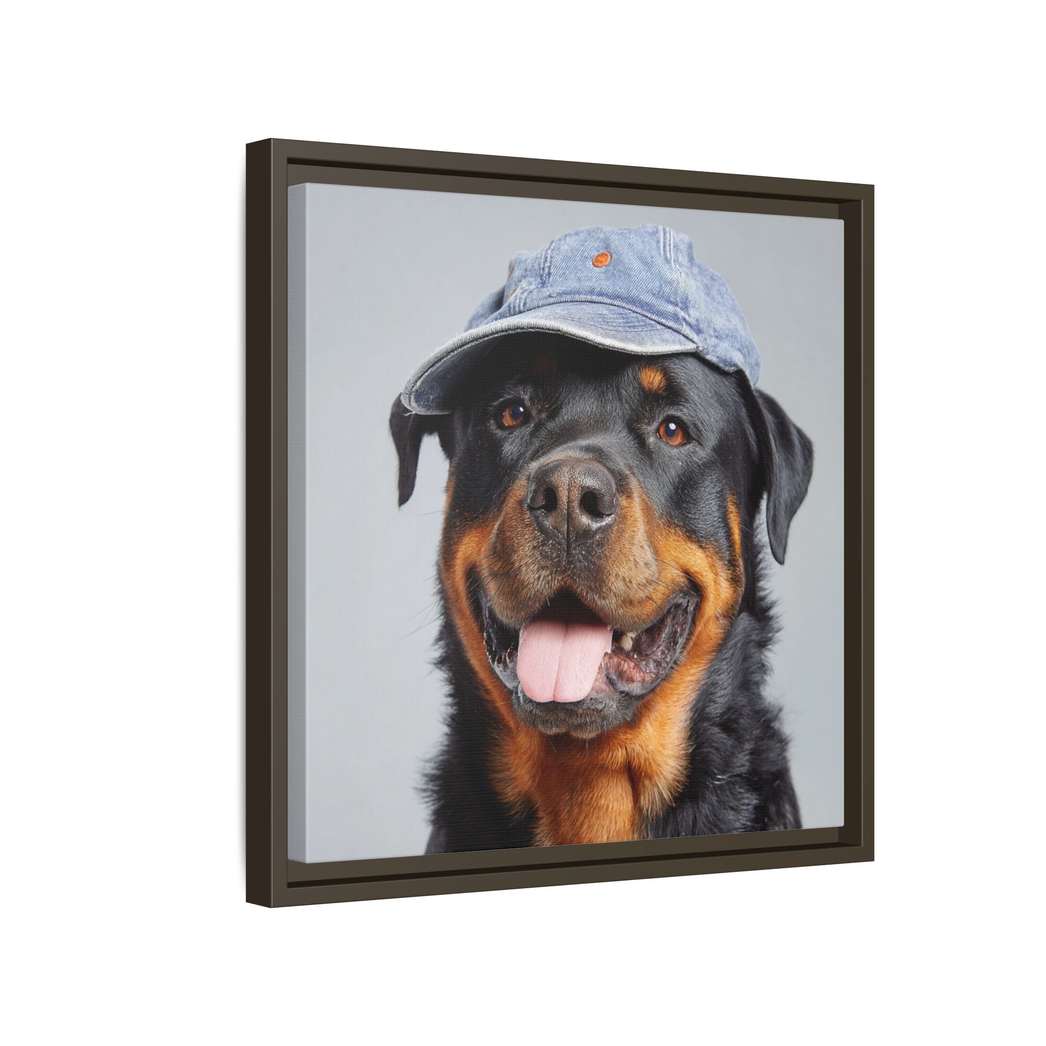 Whimsical Rottweiler Art - Denim Hat Dog Portrait