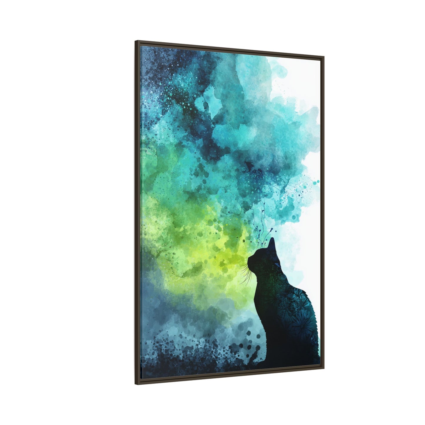 Whimsical Cat Silhouette Watercolor Artwork