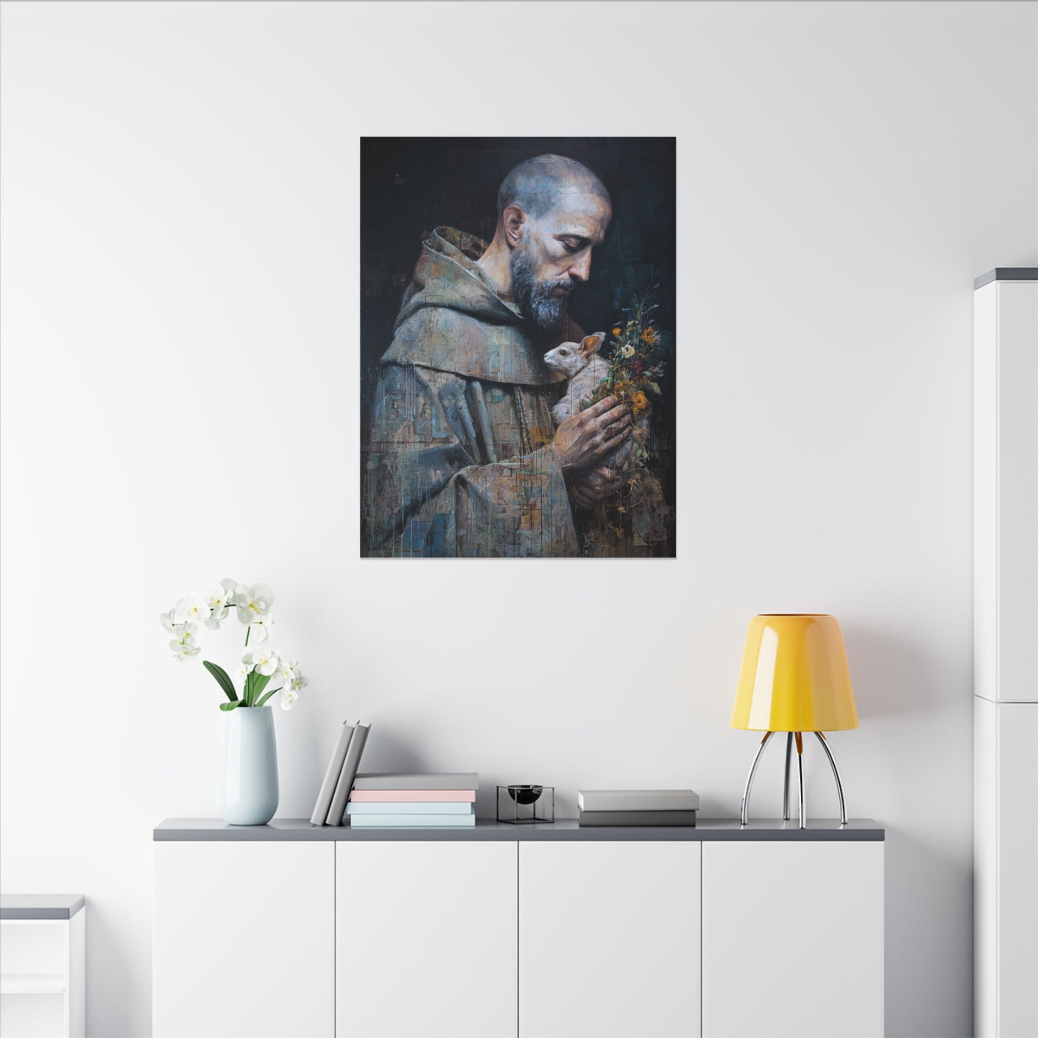 Saint Francis and Rabbit Artwork - Nature Inspired Wall Art
