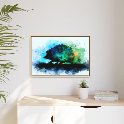Hedgehog Silhouette Watercolor Art | Nature-Inspired Home Decor