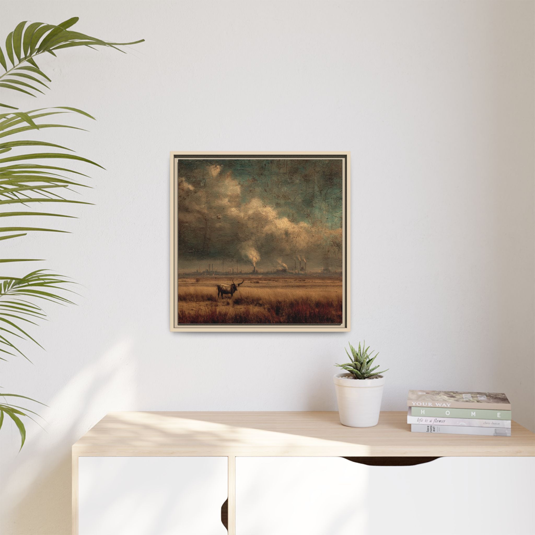 Cattle in Industrial Landscape | Vintage Style Art Print