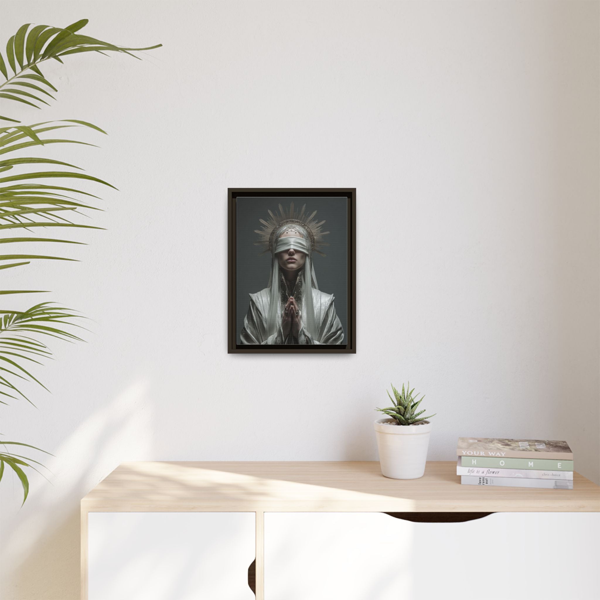 Ethereal Blindfolded Saint Art | Spiritual Home Decor