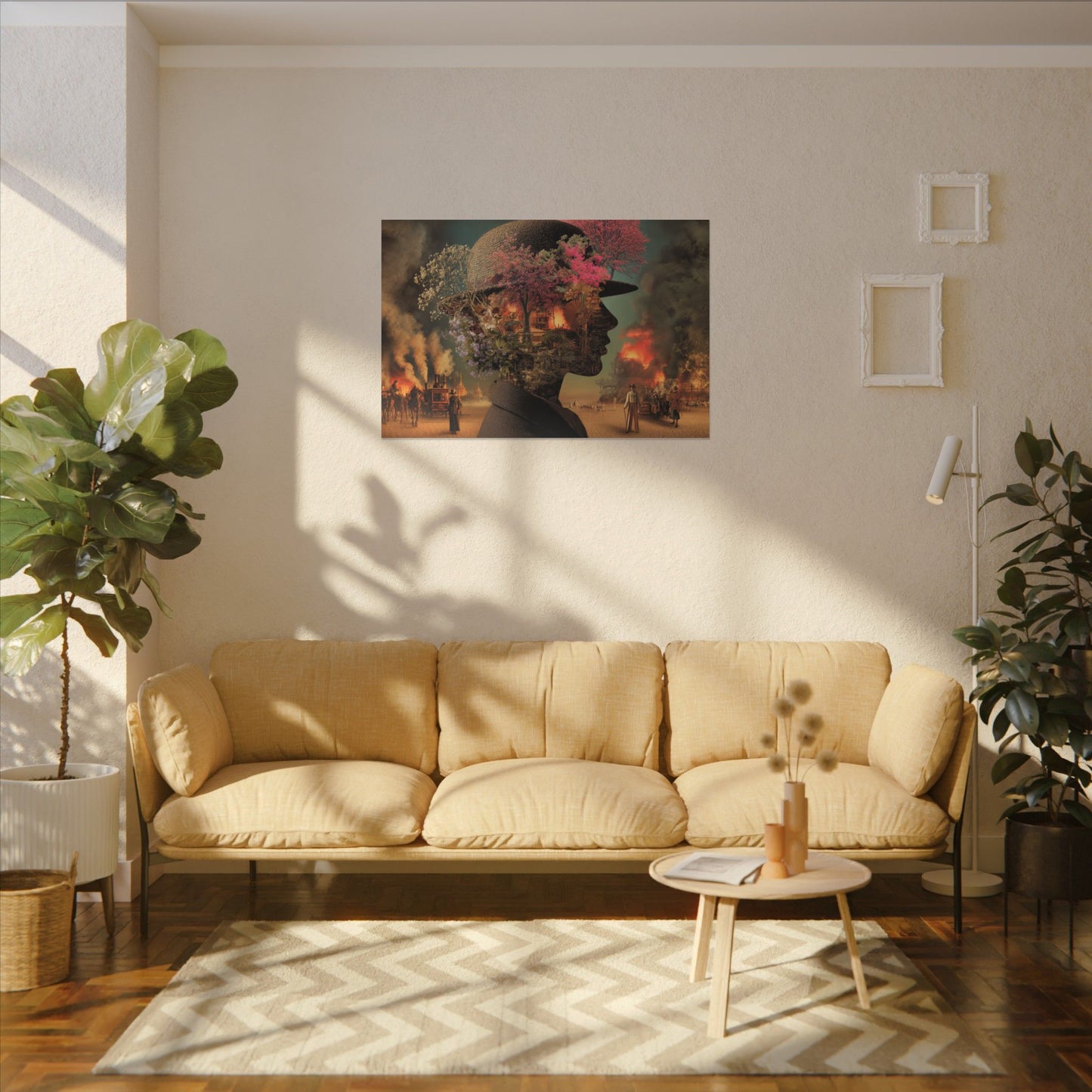 Whimsical Floral Silhouette Art Print | Living Room Décor