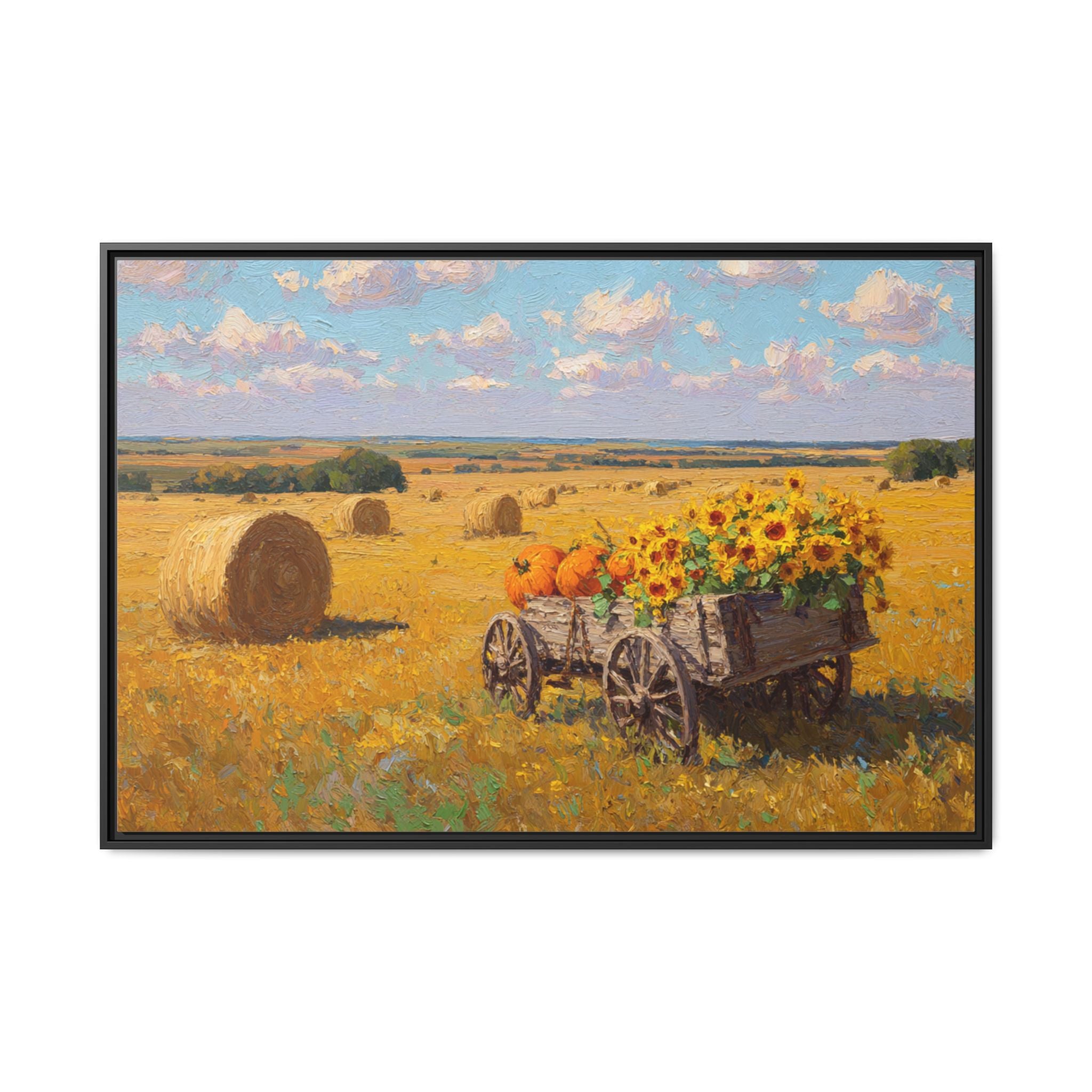 Sunflower Harvest Wagon Decor | Rustic Farm Art for Home
