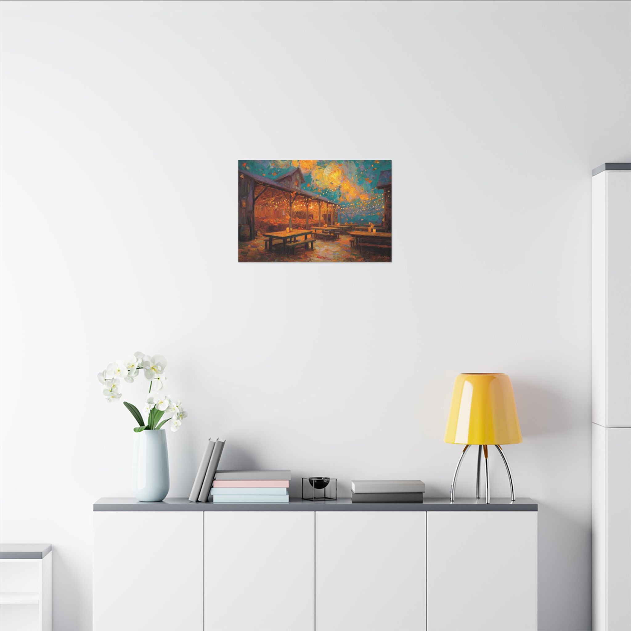 Autumn Festival Night Scene - Colorful Impressionist Art