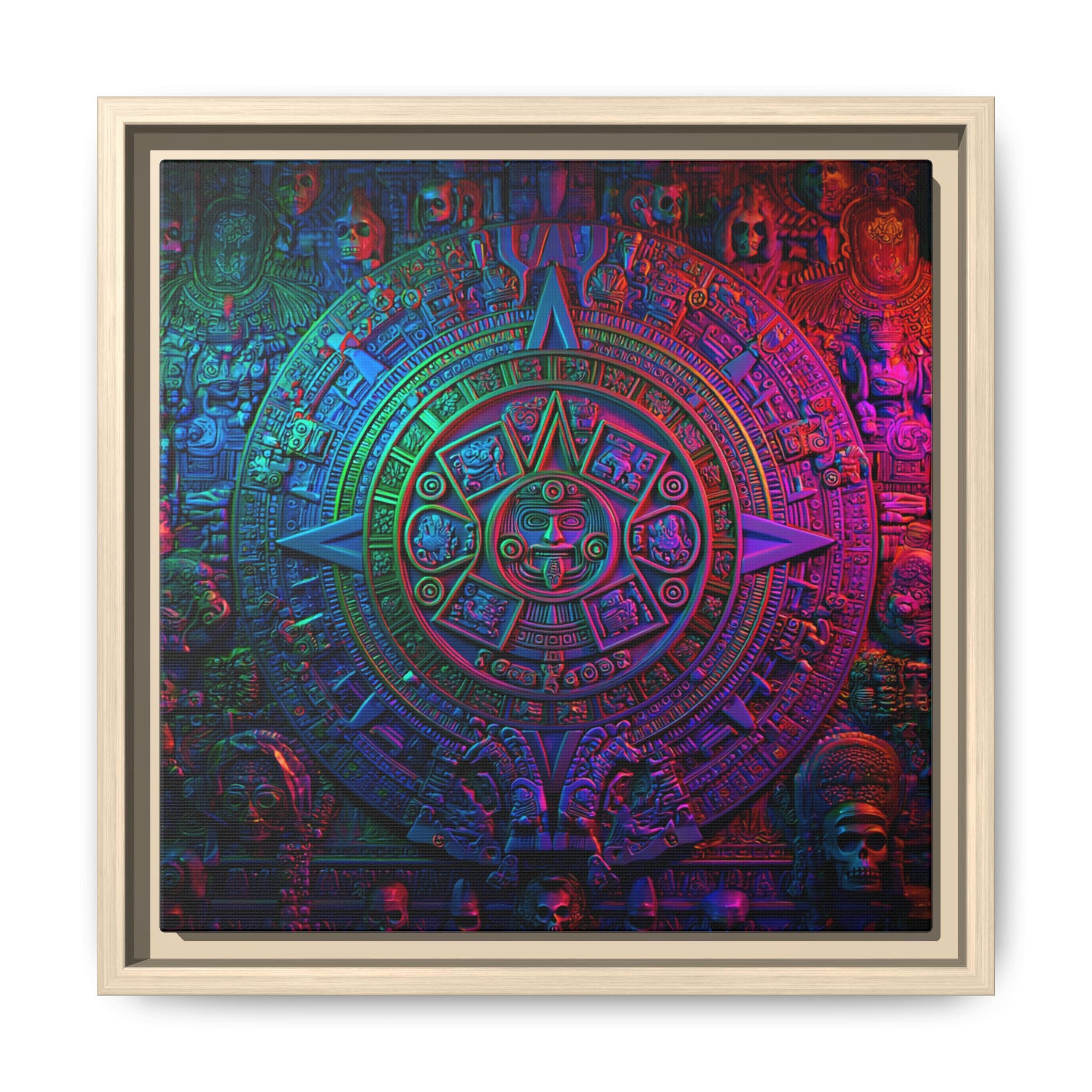 Aztec Mandala Wall Art - Colorful Cultural Decor
