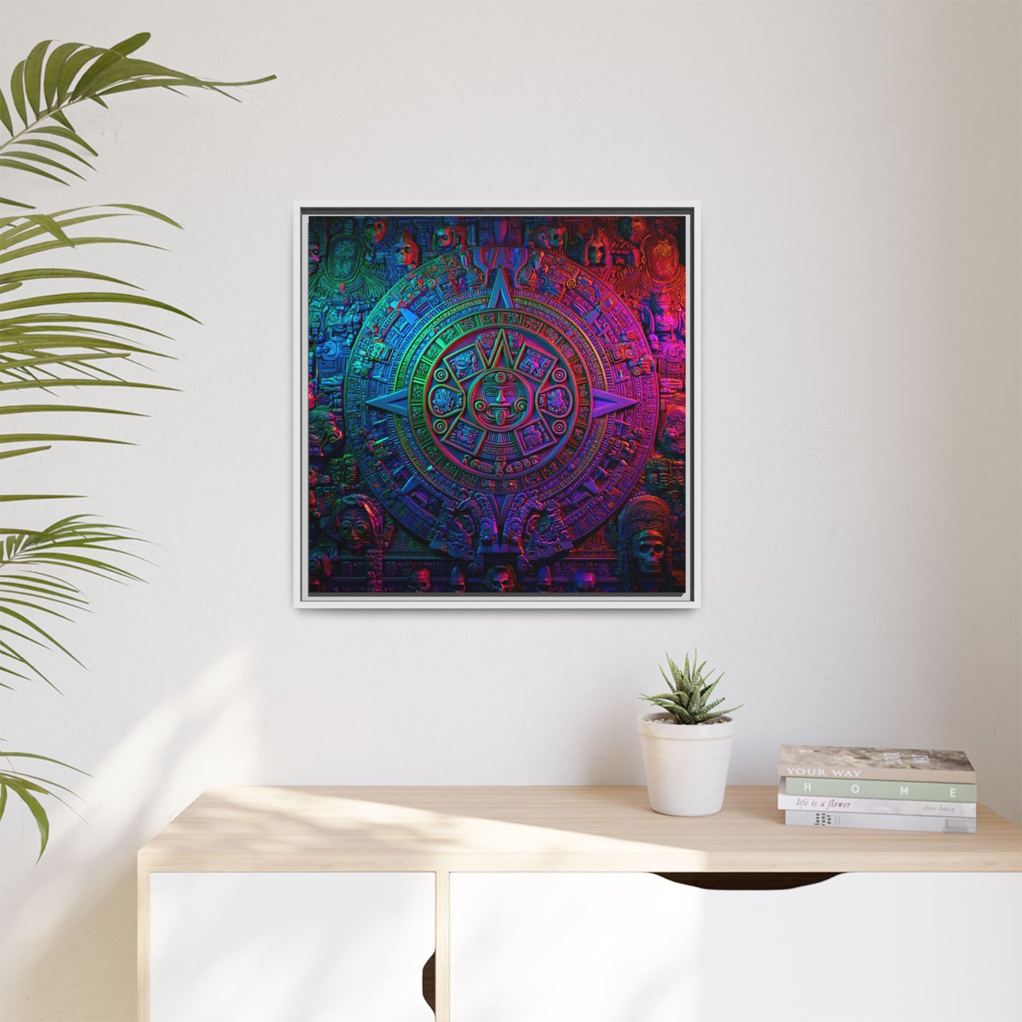 Aztec Mandala Wall Art - Colorful Cultural Decor