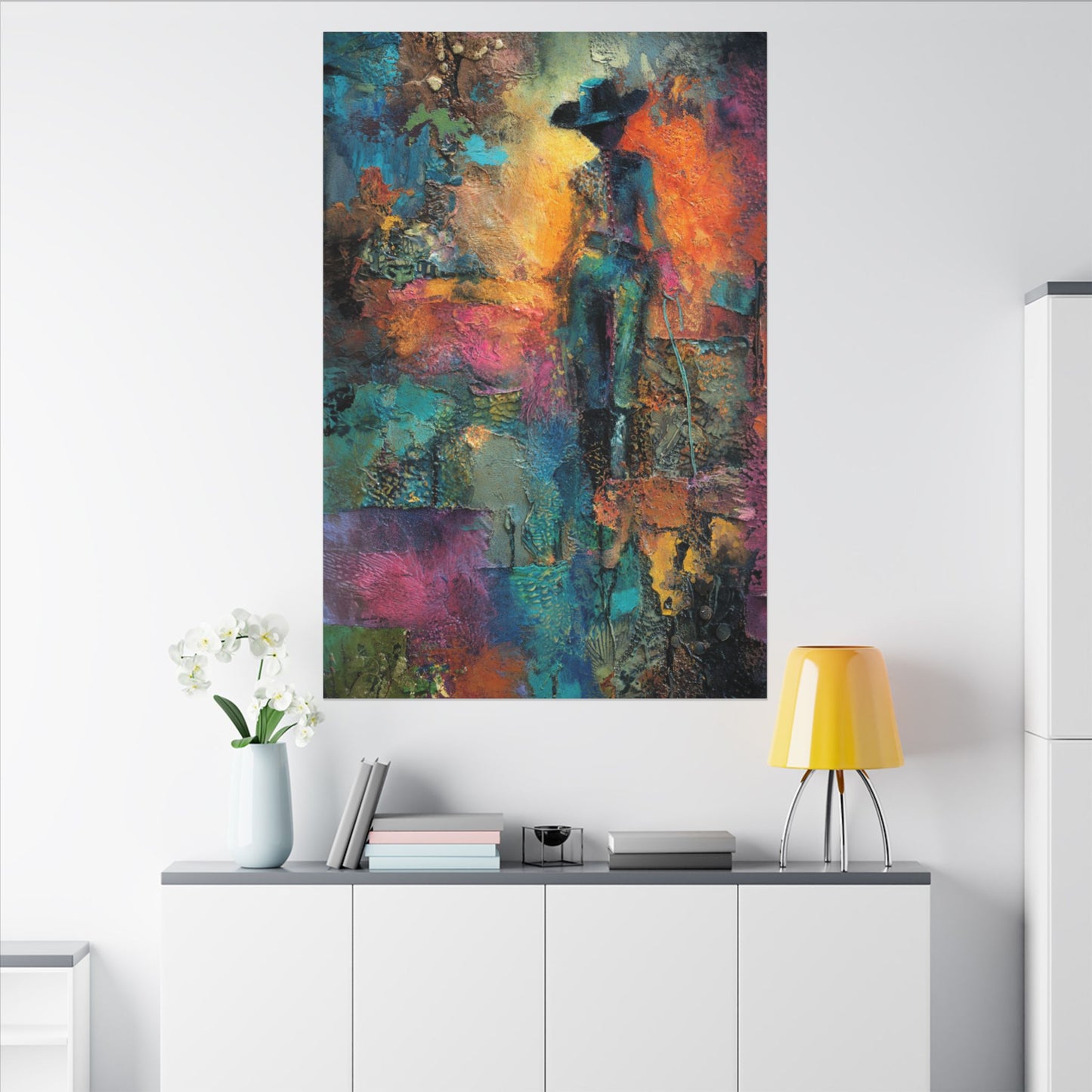 Abstract Cowgirl Art | Colorful Canvas Artwork