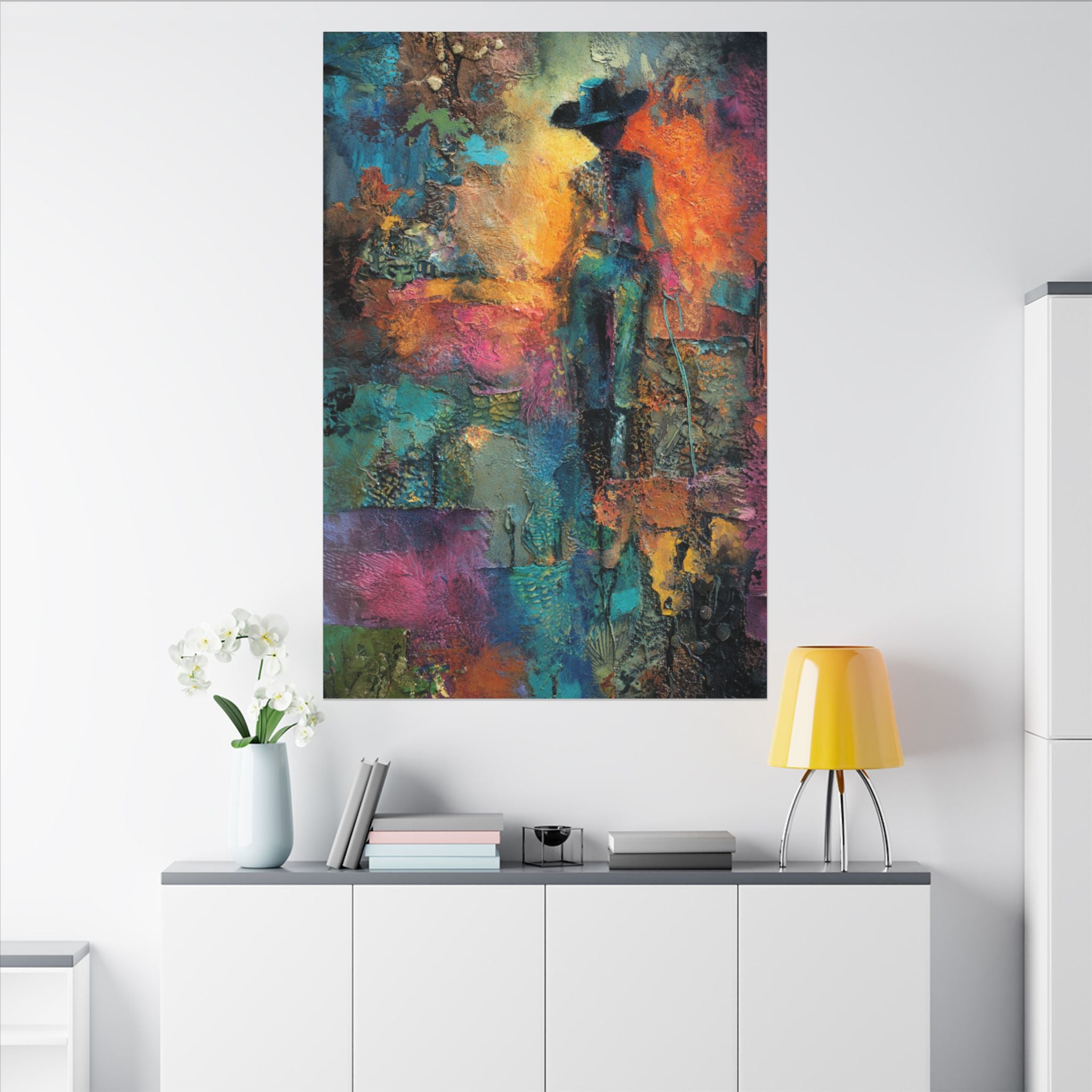 Abstract Cowgirl Art | Colorful Canvas Artwork