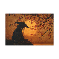 Serene Silhouette of Contemplation | Asian-Inspired Artwork