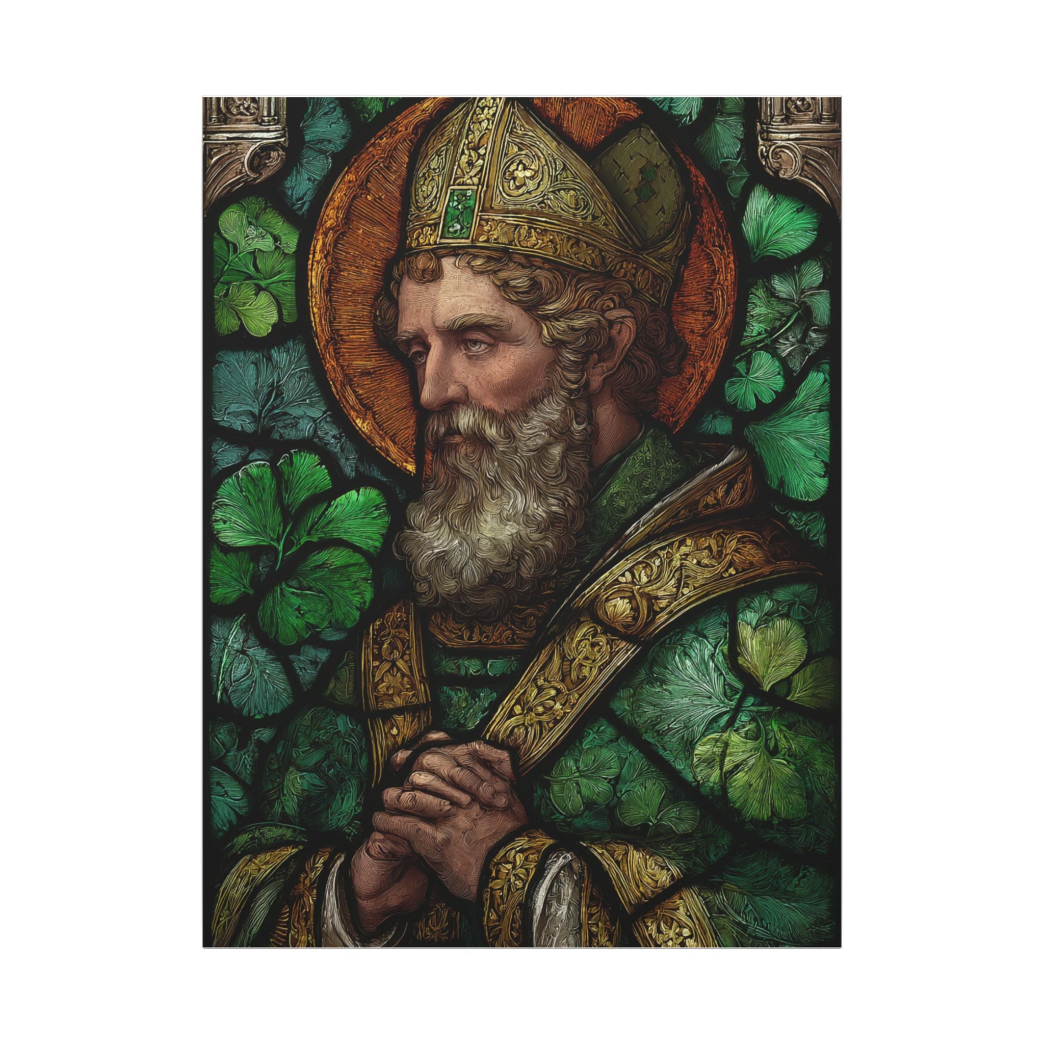 Saint Artwork | Irish Heritage Art | Traditional Green Tones