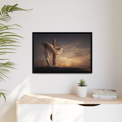 Rustic Cross Wall Art with Draped Fabric | Inspirational Decor