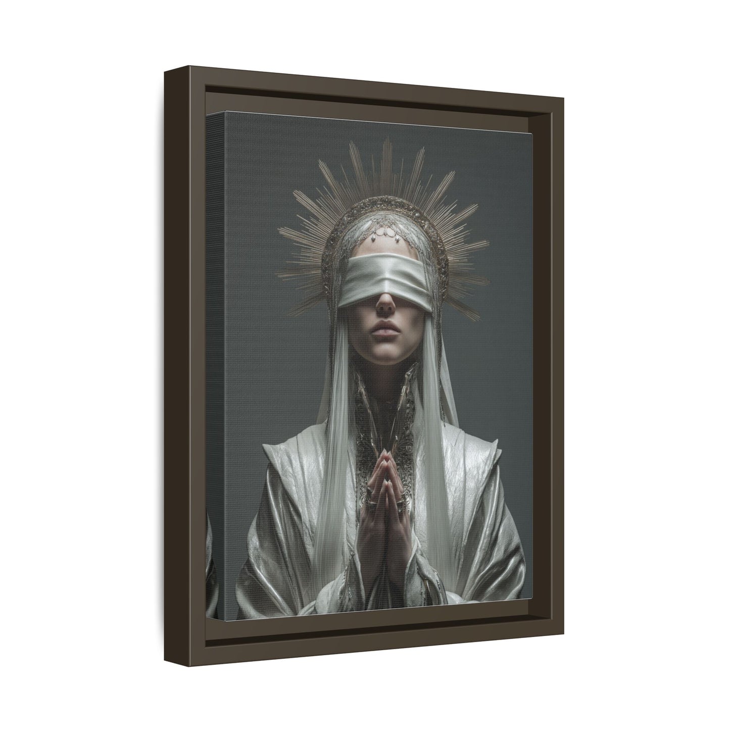 Ethereal Blindfolded Saint Art | Spiritual Home Decor