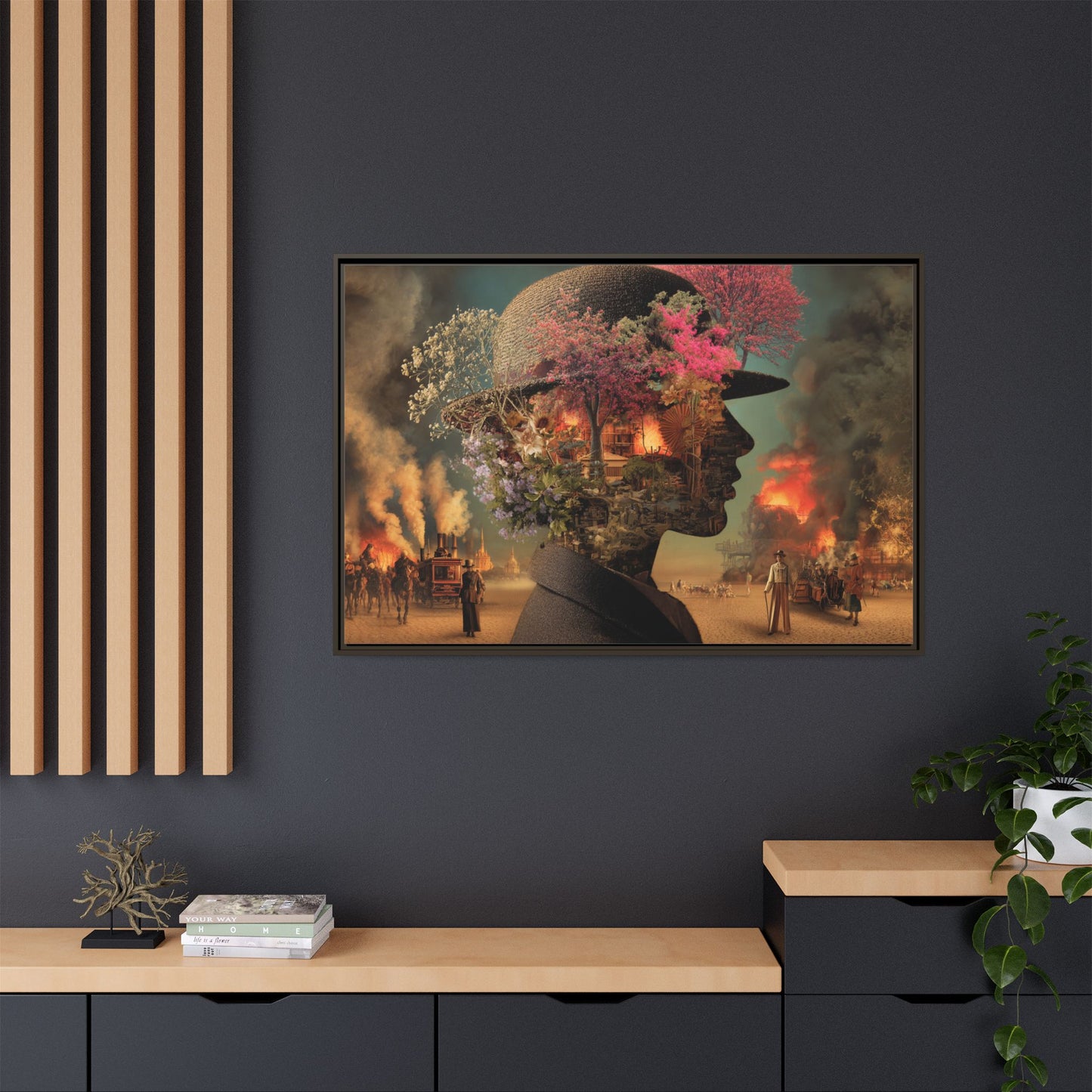 Whimsical Floral Silhouette Art Print | Living Room Décor