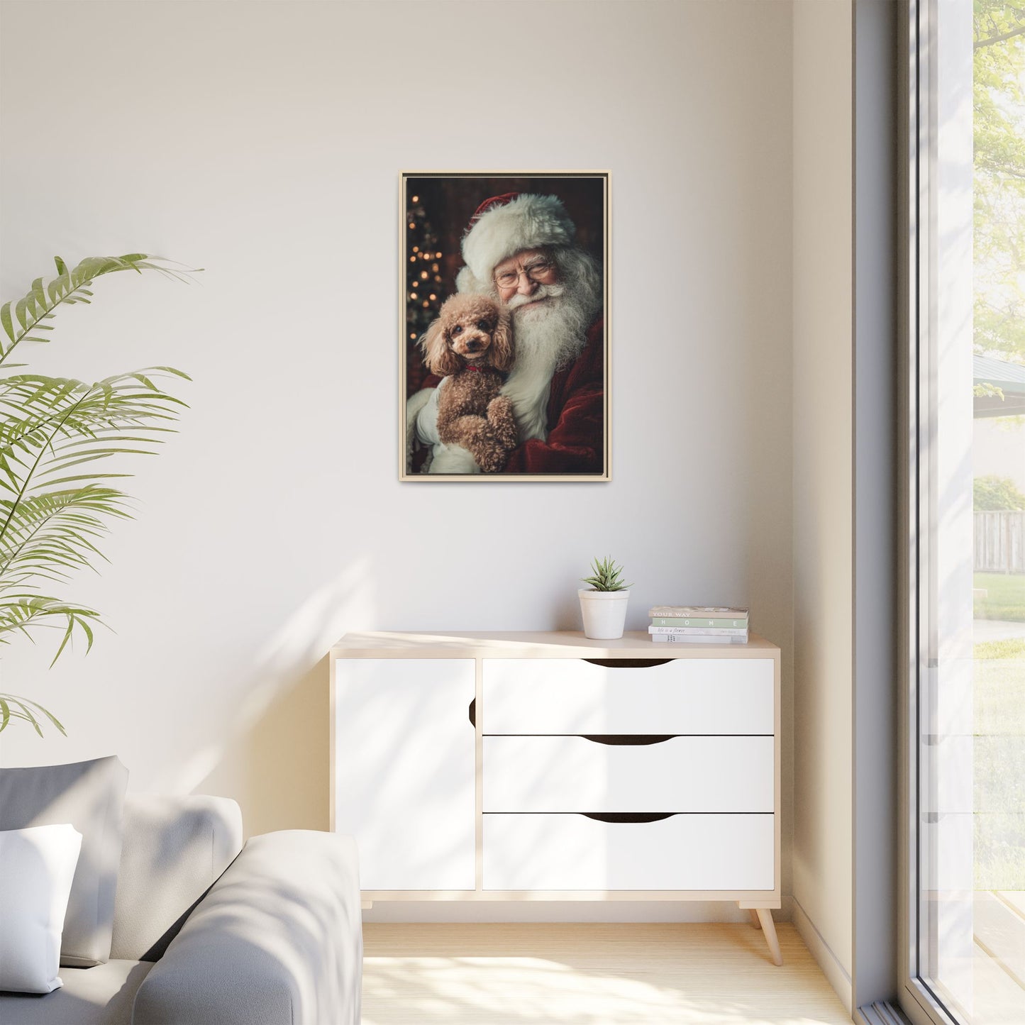 Heartwarming Santa and Poodle Artwork – Holiday Home Décor