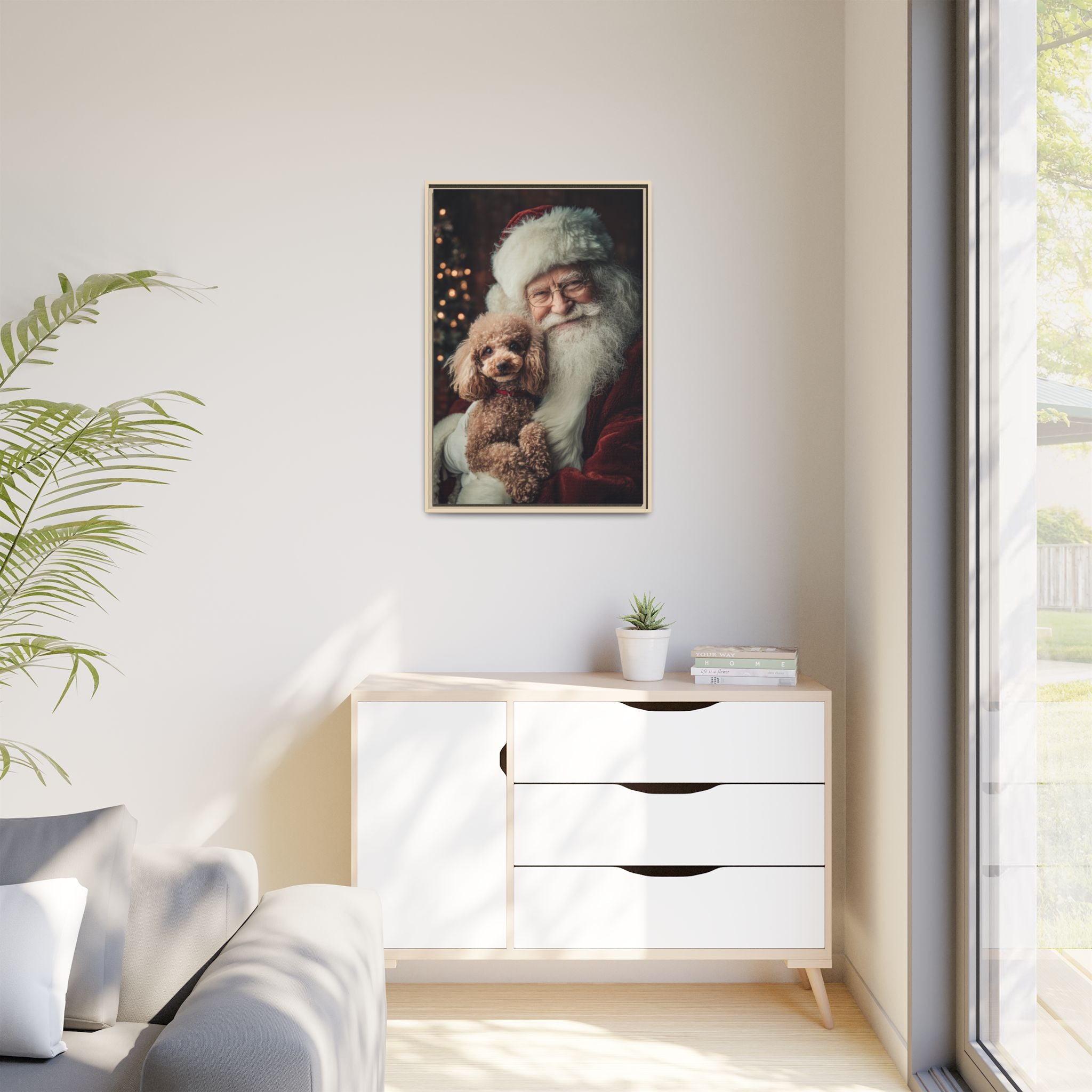 Heartwarming Santa and Poodle Artwork – Holiday Home Décor