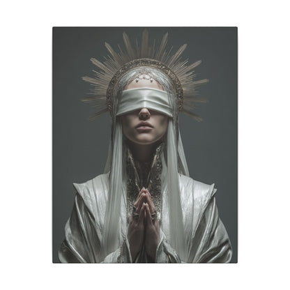 Ethereal Blindfolded Saint Art | Spiritual Home Decor