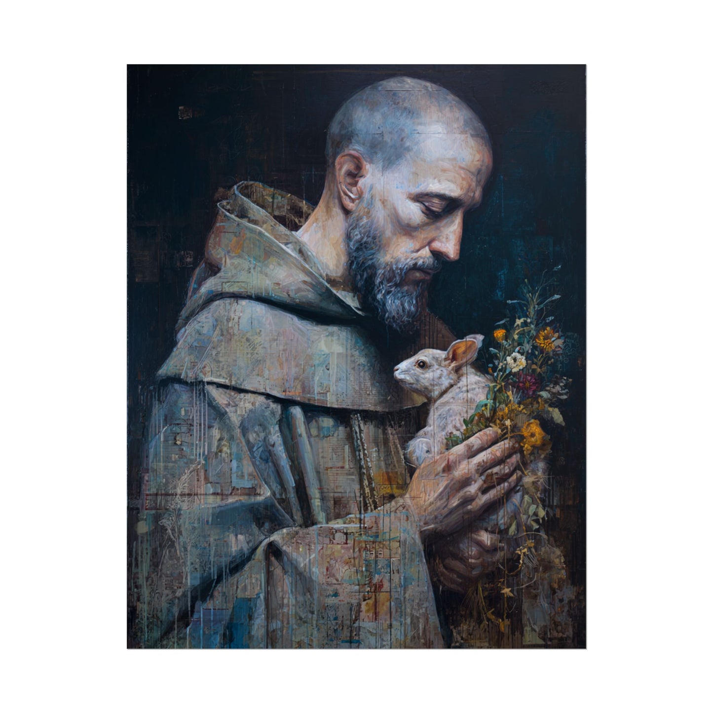 Saint Francis and Rabbit Artwork - Nature Inspired Wall Art