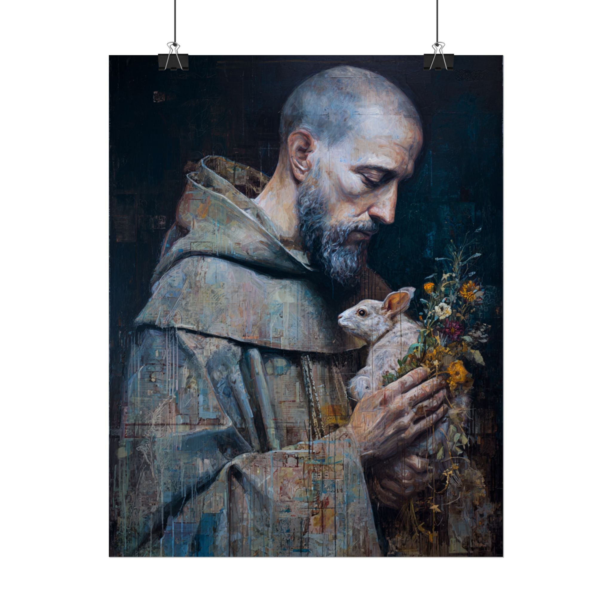 Saint Francis and Rabbit Artwork - Nature Inspired Wall Art