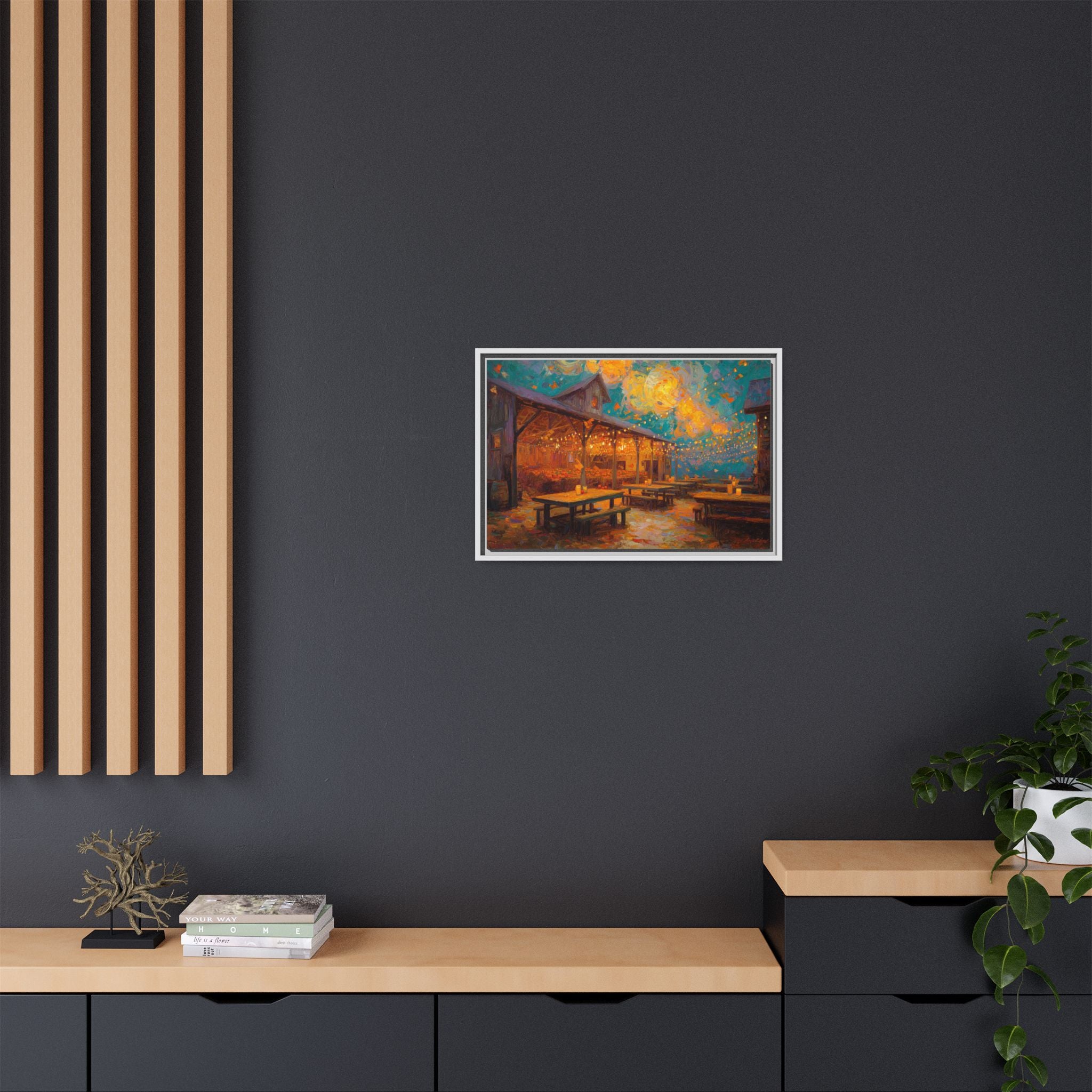 Autumn Festival Night Scene - Colorful Impressionist Art