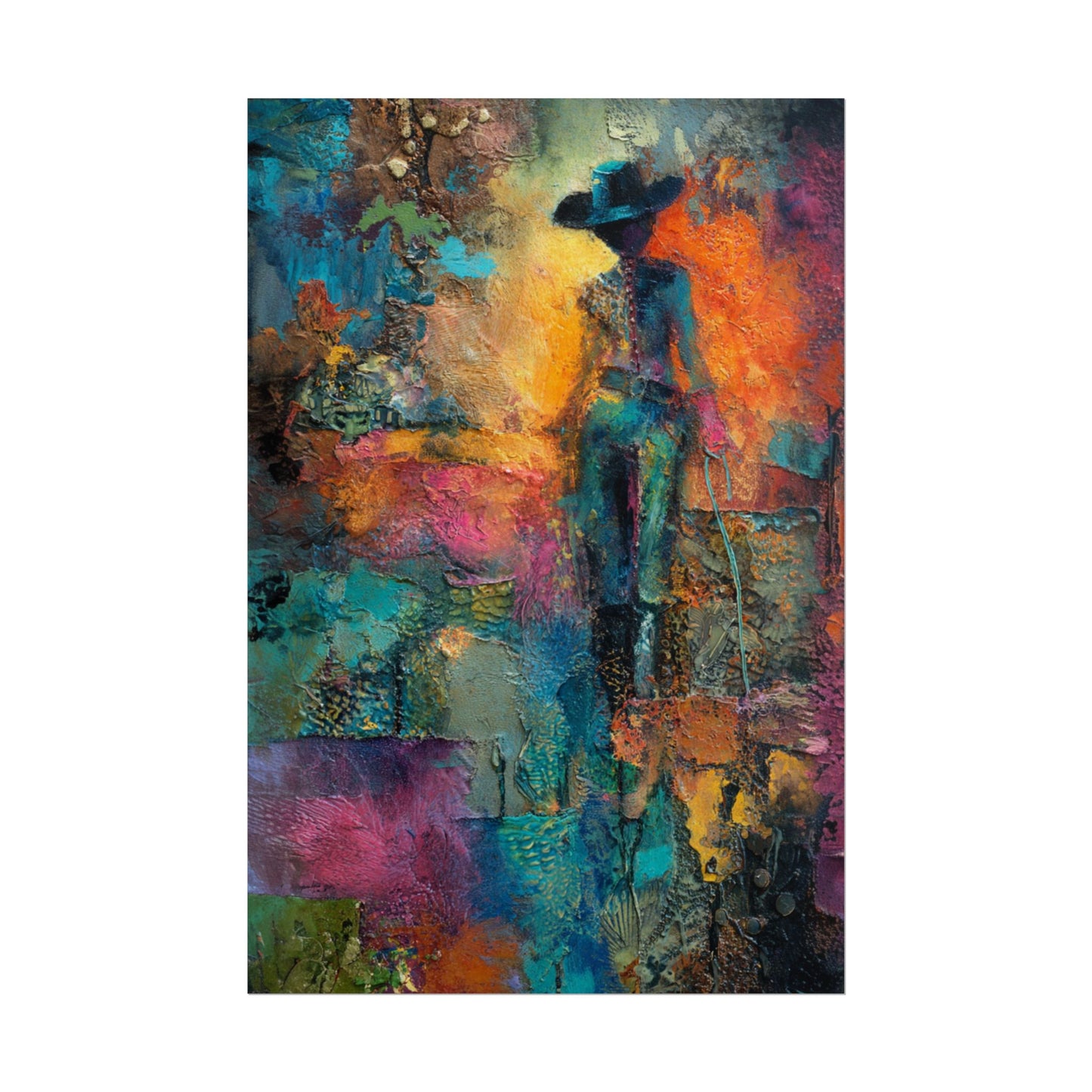 Abstract Cowgirl Art | Colorful Canvas Artwork