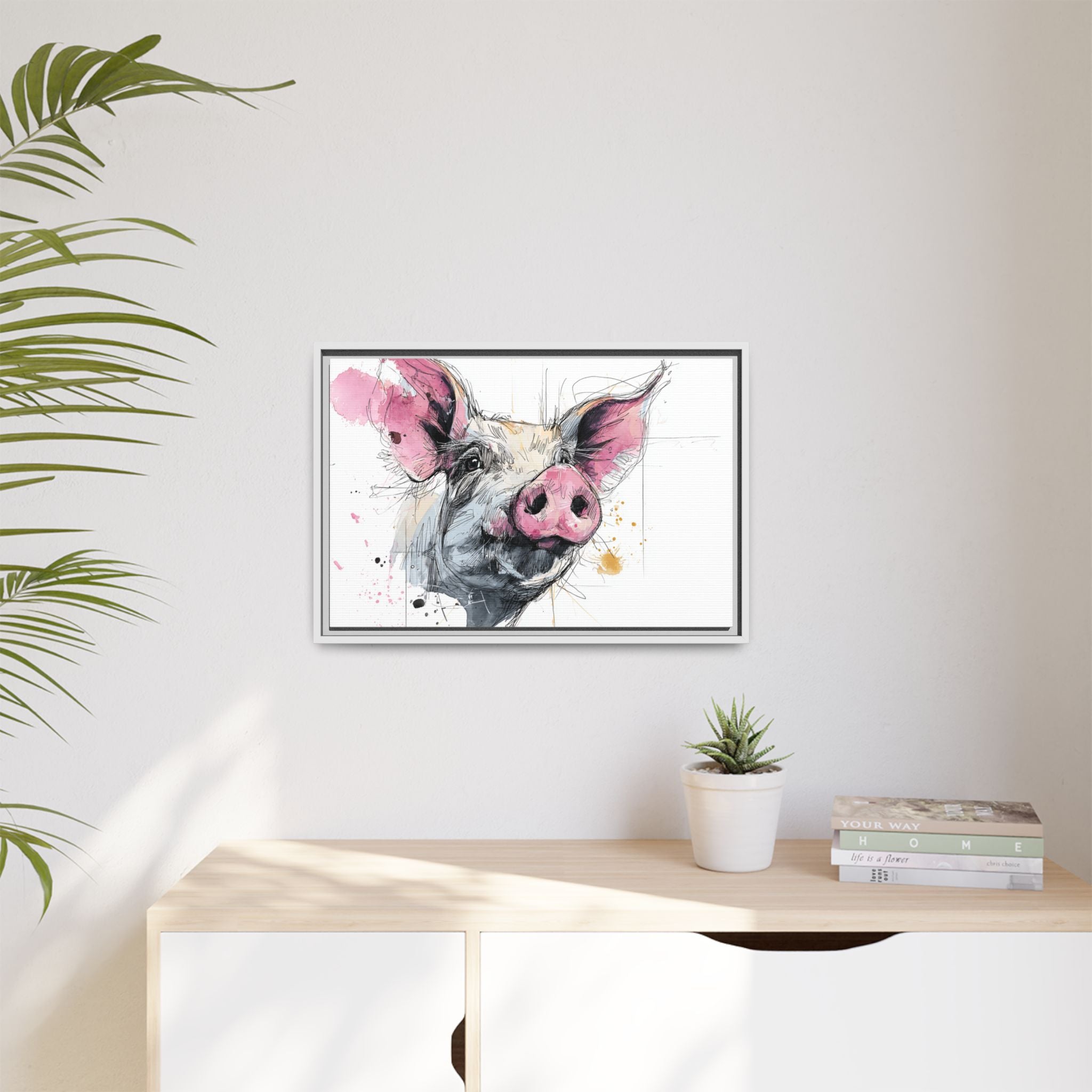 Whimsical Pig Art Print - Playful Farmhouse Decor