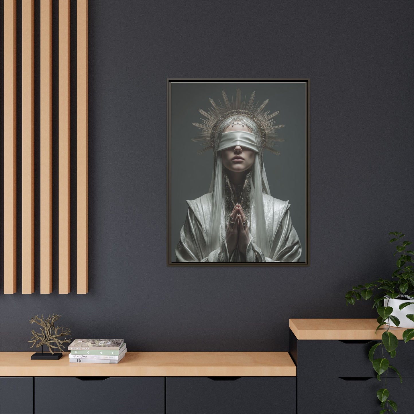 Ethereal Blindfolded Saint Art | Spiritual Home Decor