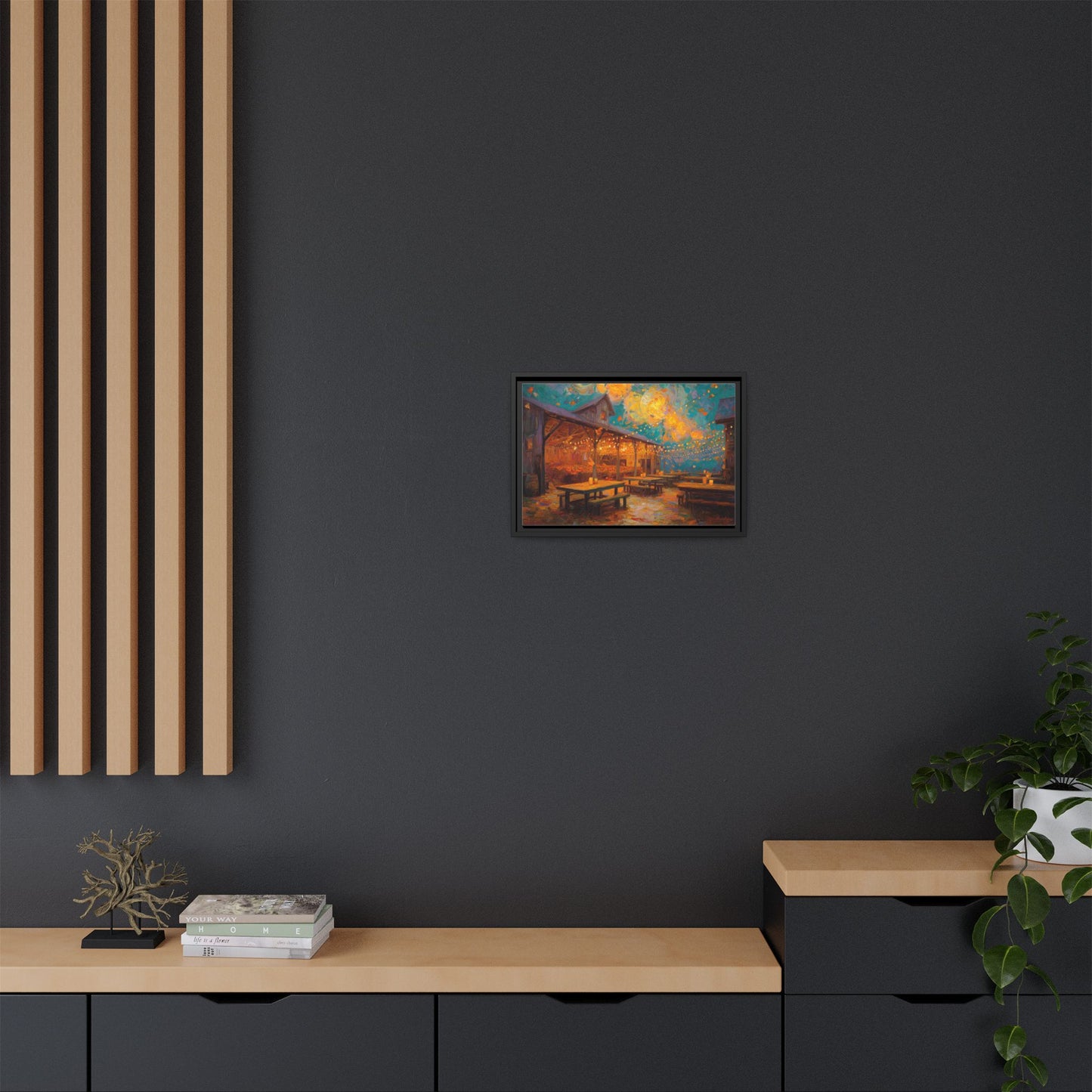 Autumn Festival Night Scene - Colorful Impressionist Art