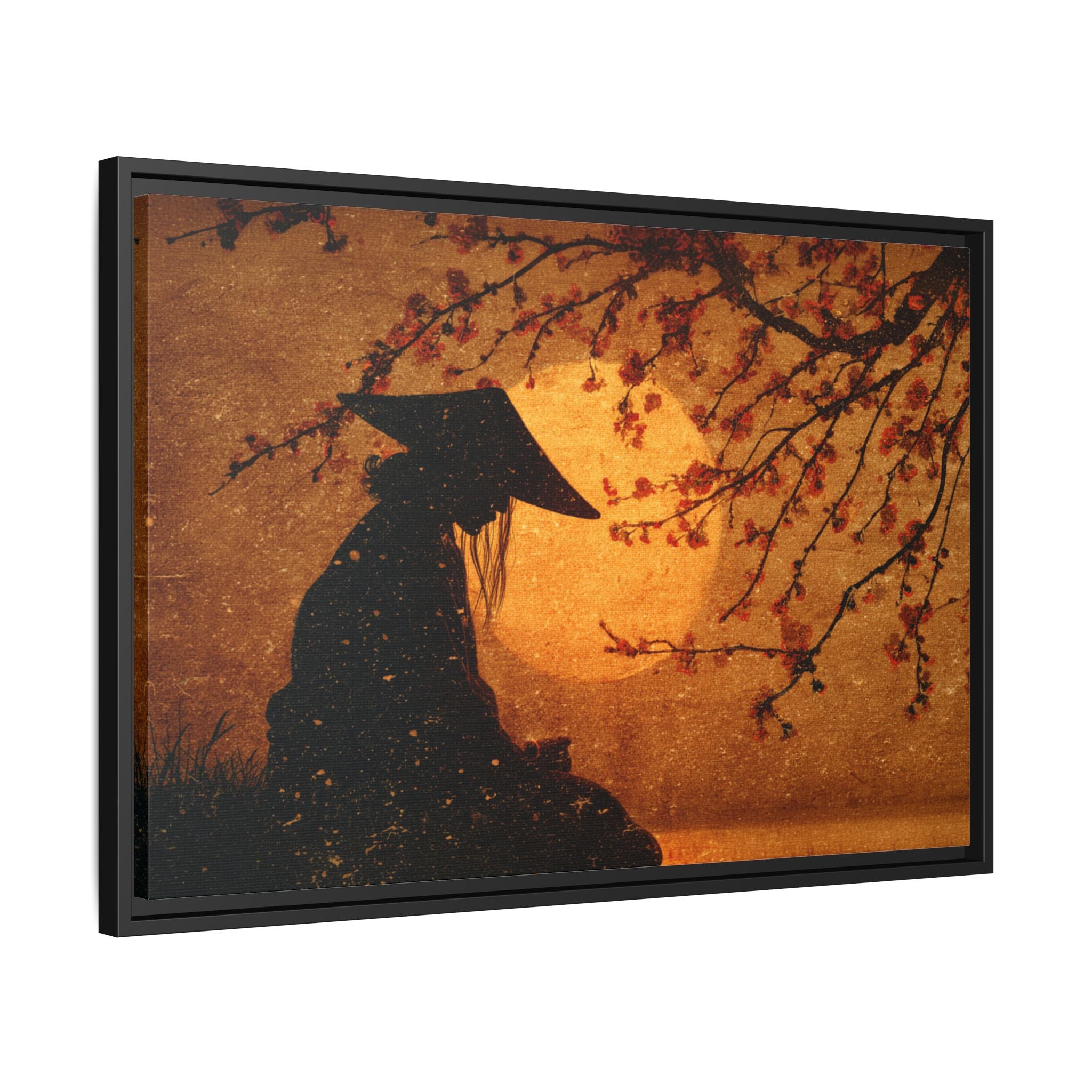 Serene Silhouette of Contemplation | Asian-Inspired Artwork