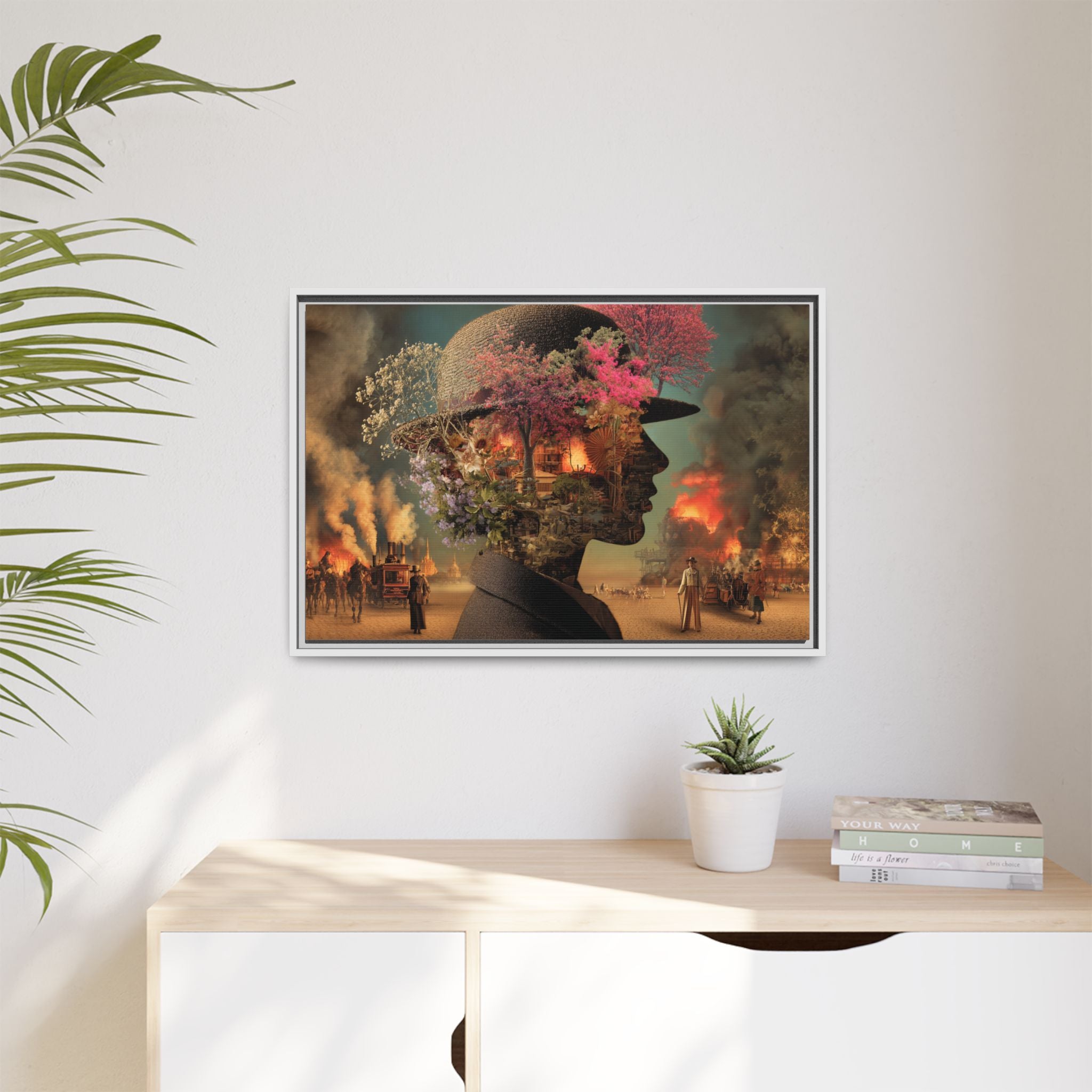 Whimsical Floral Silhouette Art Print | Living Room Décor