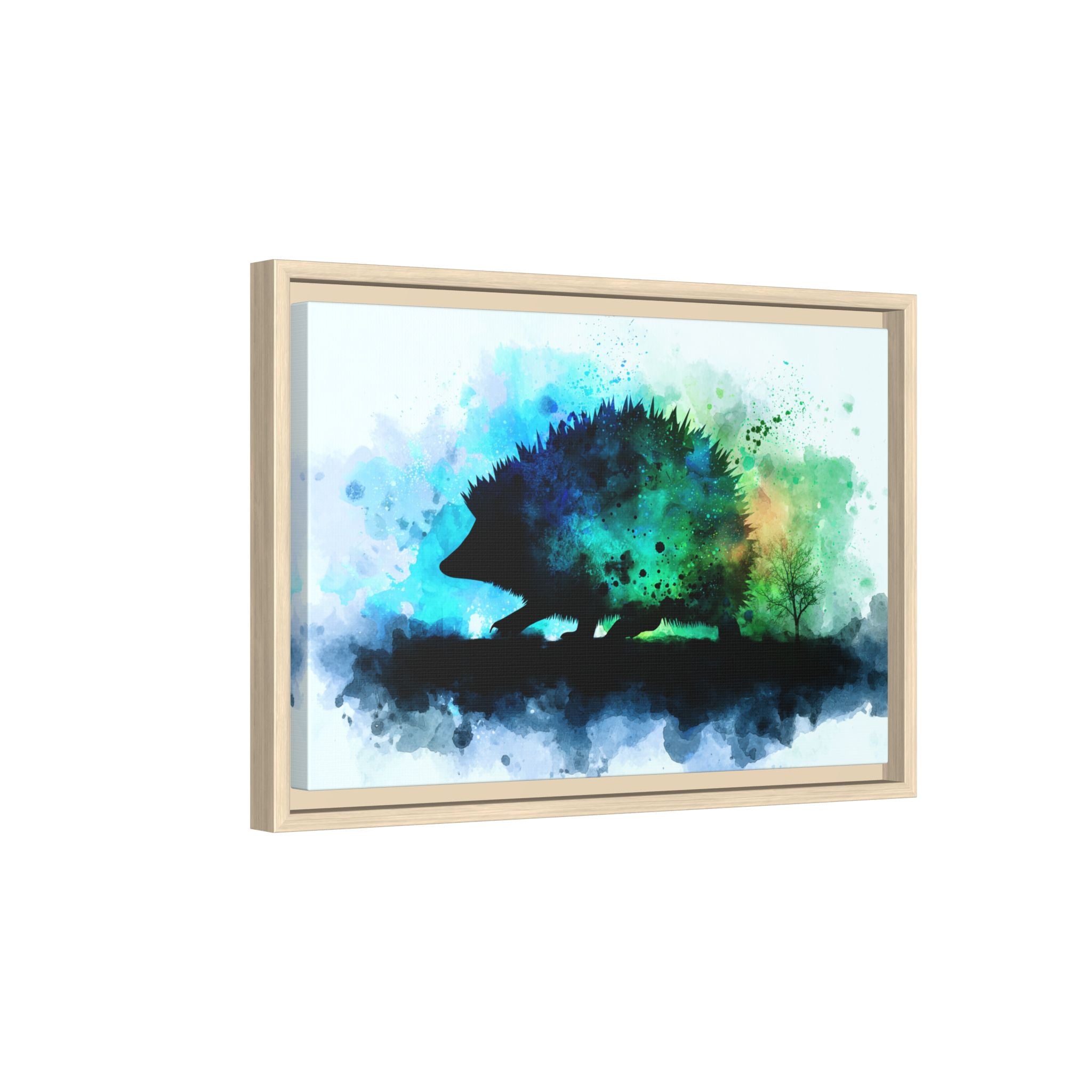 Hedgehog Silhouette Watercolor Art | Nature-Inspired Home Decor