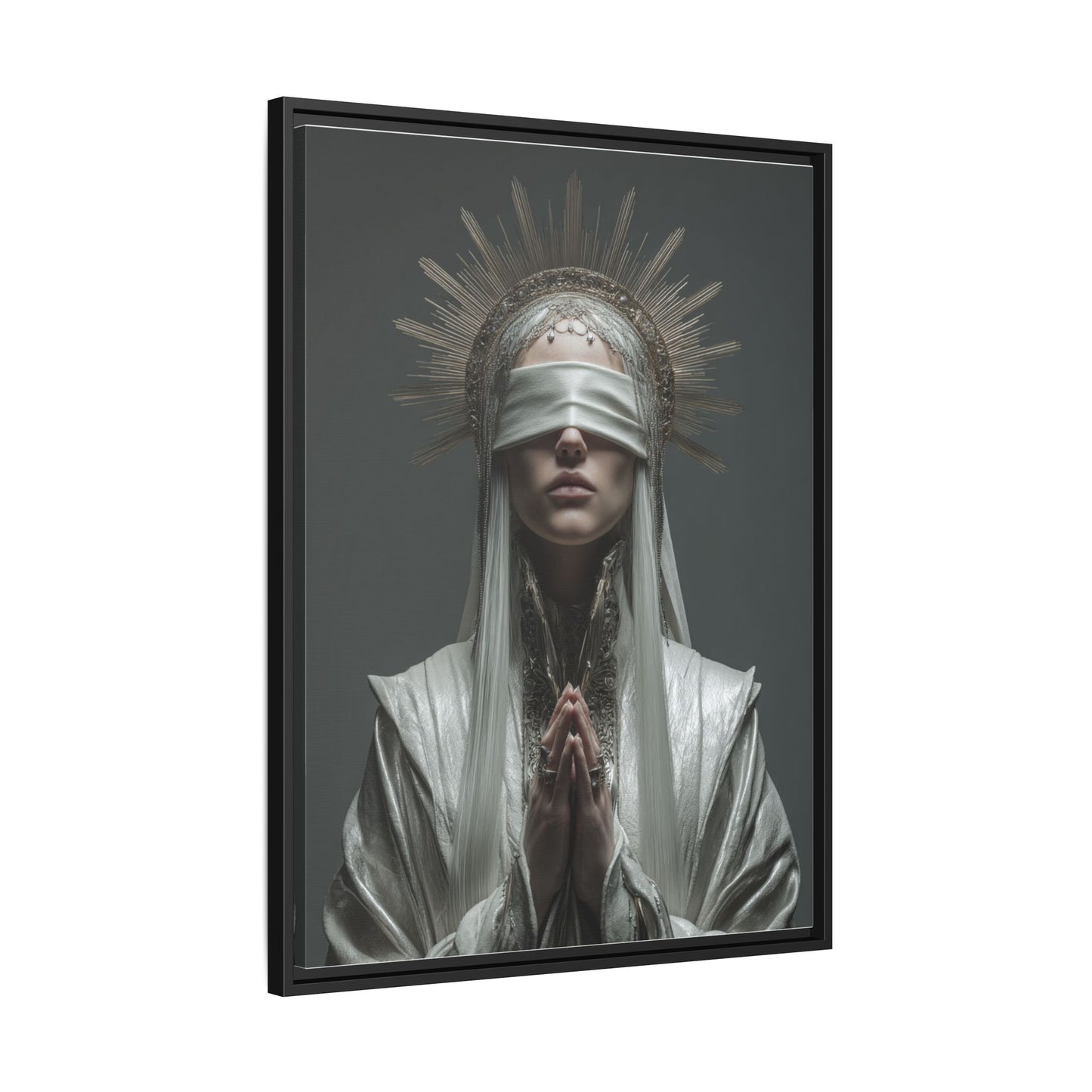 Ethereal Blindfolded Saint Art | Spiritual Home Decor