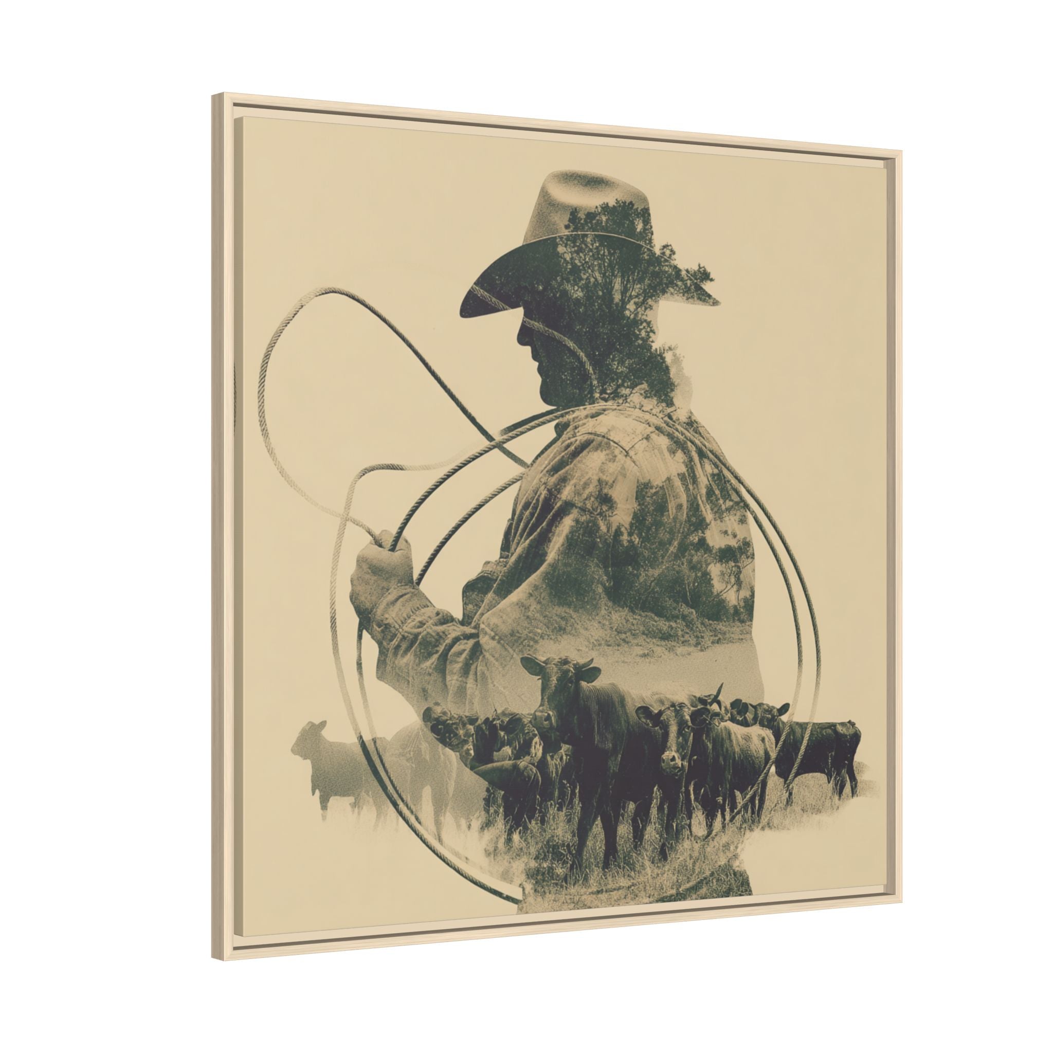 Lone Cowboy Silhouette Art - Vintage Western Charm