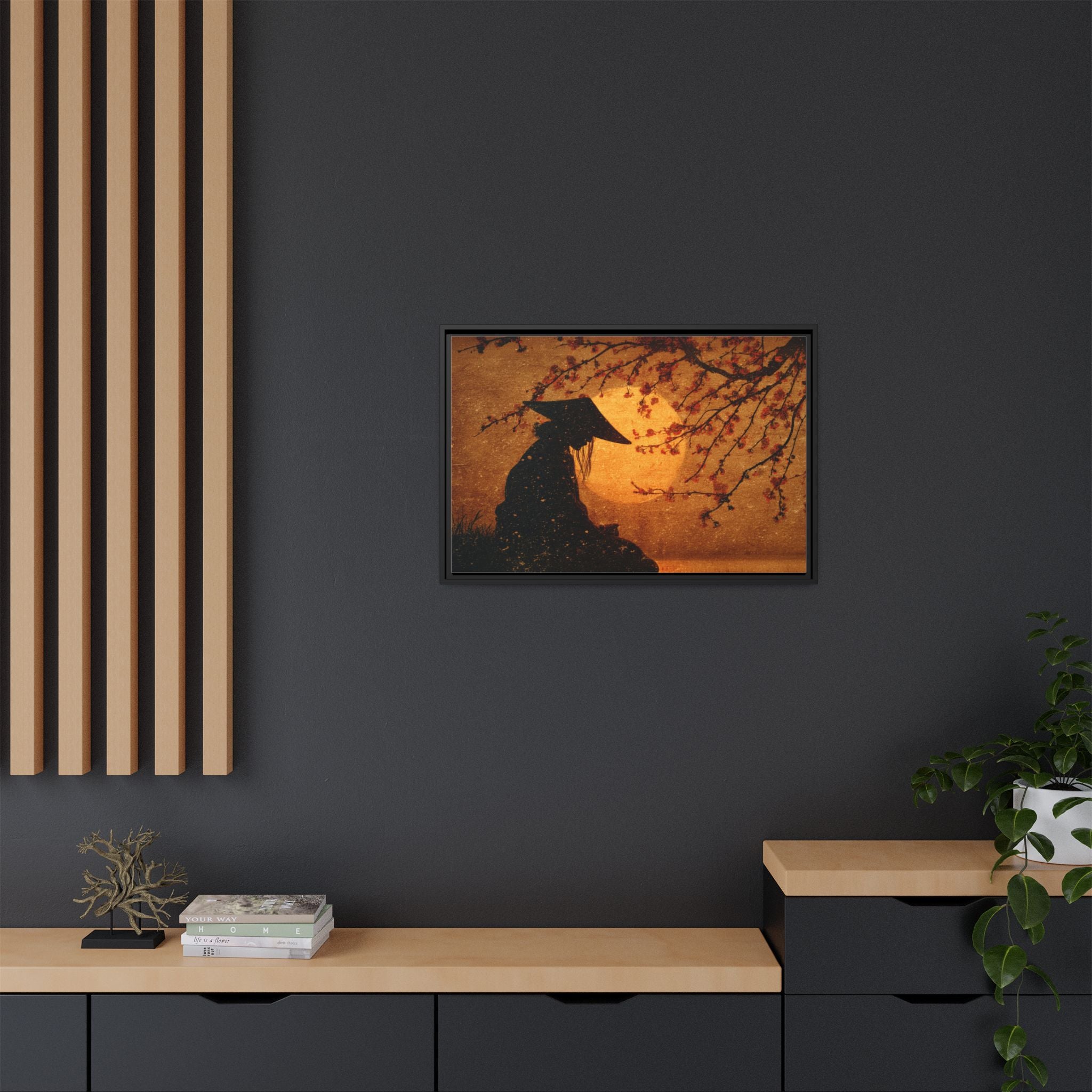 Serene Silhouette of Contemplation | Asian-Inspired Artwork