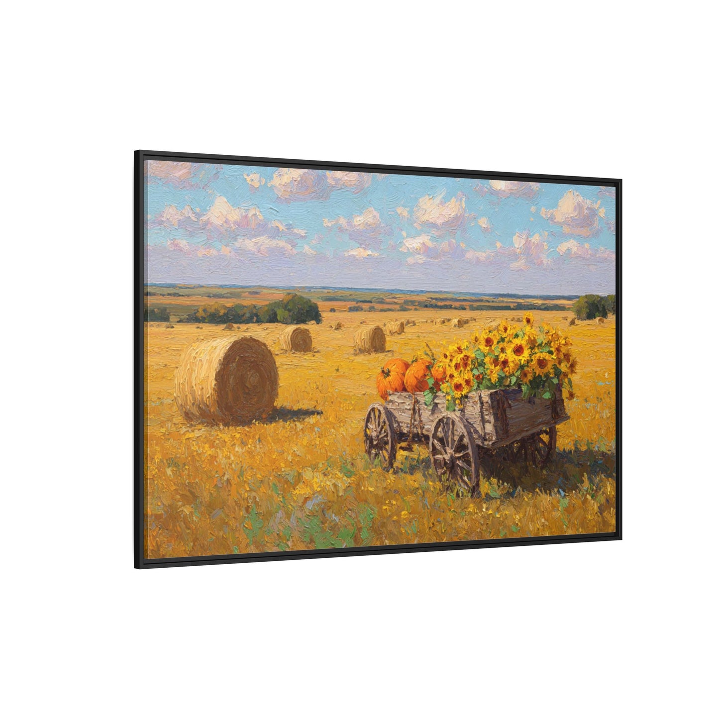 Sunflower Harvest Wagon Decor | Rustic Farm Art for Home