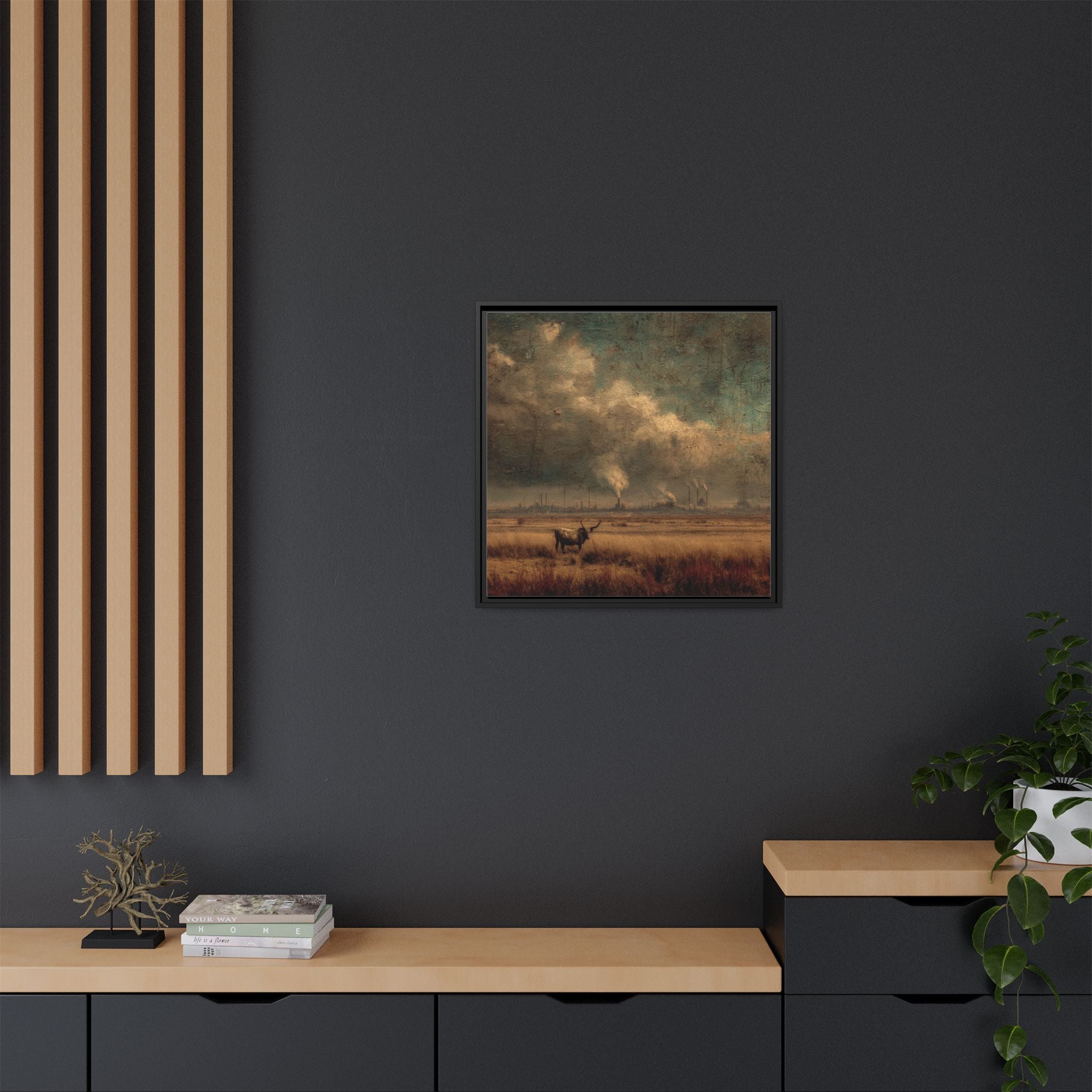 Cattle in Industrial Landscape | Vintage Style Art Print