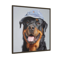 Whimsical Rottweiler Art - Denim Hat Dog Portrait