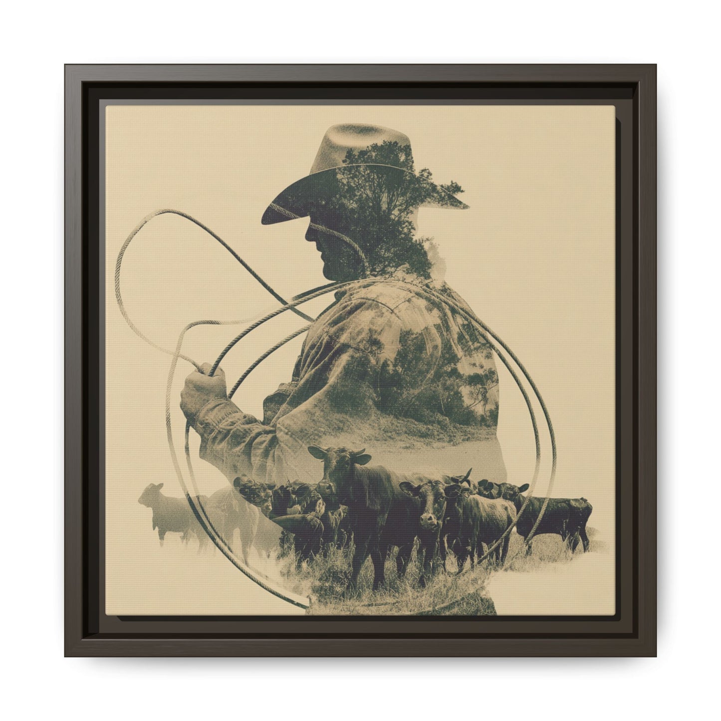 Lone Cowboy Silhouette Art - Vintage Western Charm