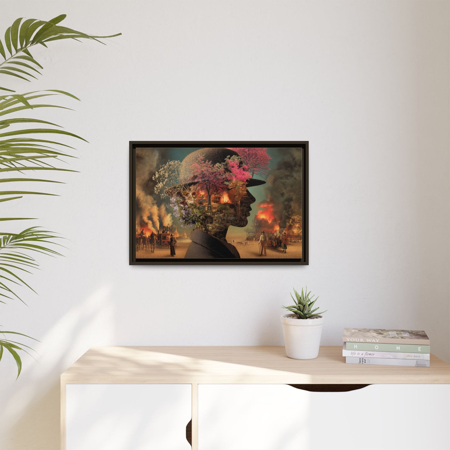 Whimsical Floral Silhouette Art Print | Living Room Décor