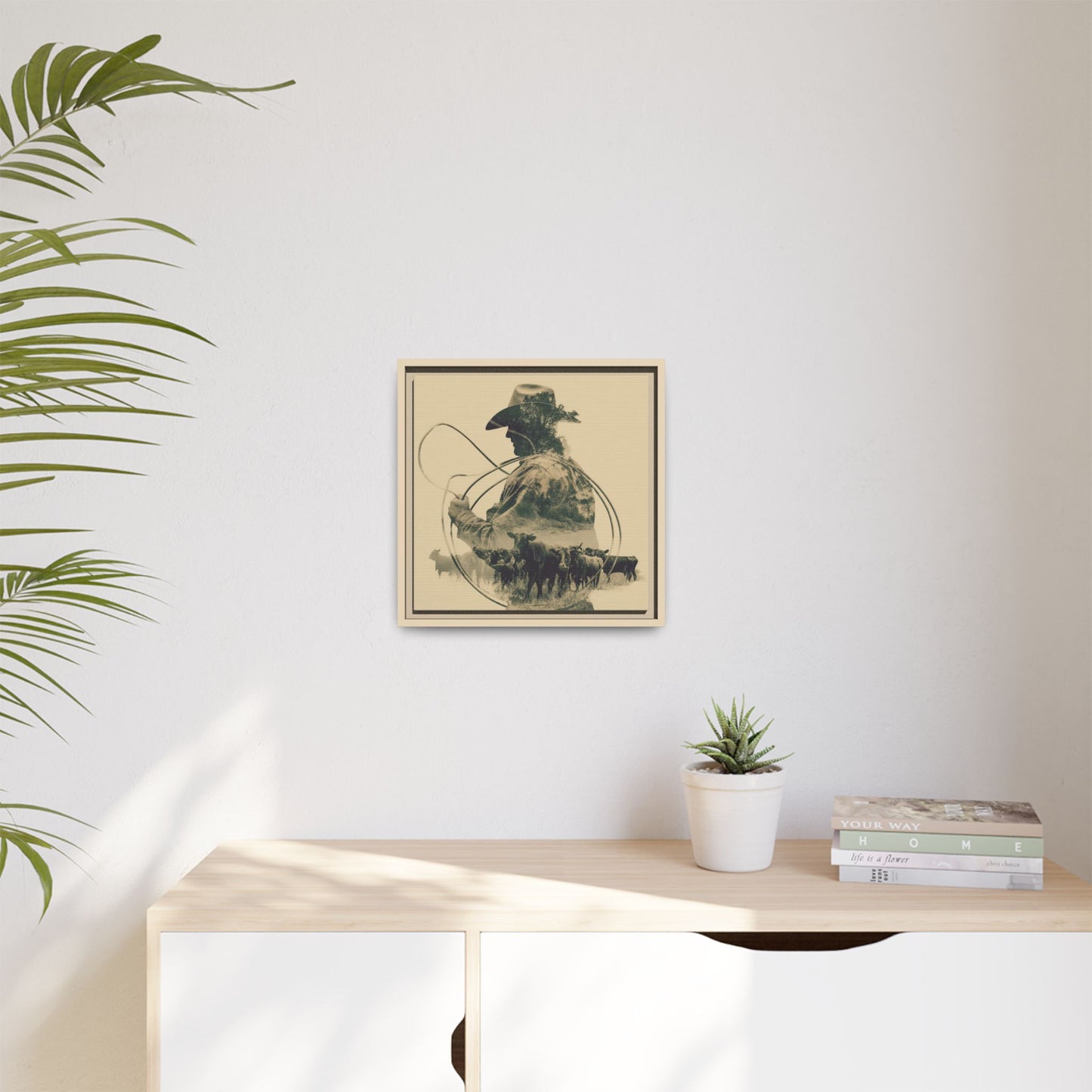 Lone Cowboy Silhouette Art - Vintage Western Charm