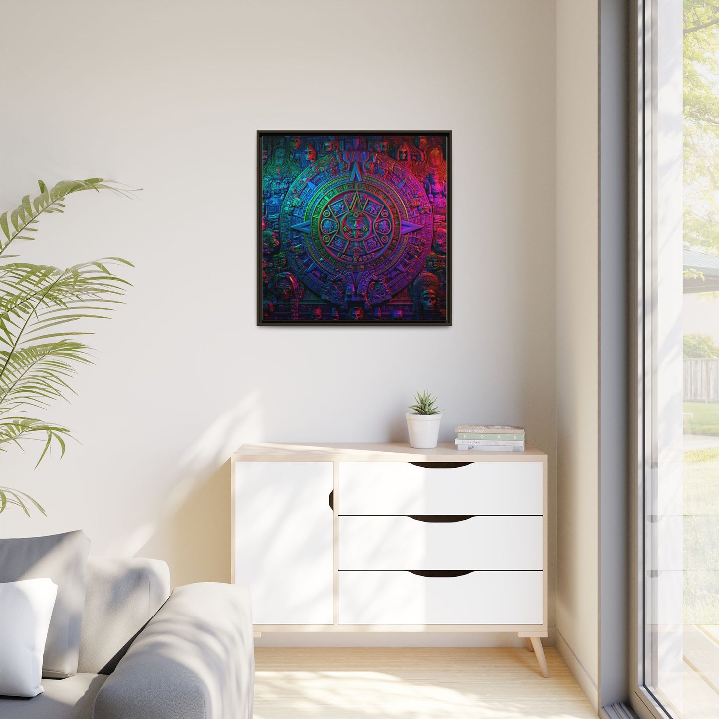 Aztec Mandala Wall Art - Colorful Cultural Decor