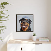 Whimsical Rottweiler Art - Denim Hat Dog Portrait