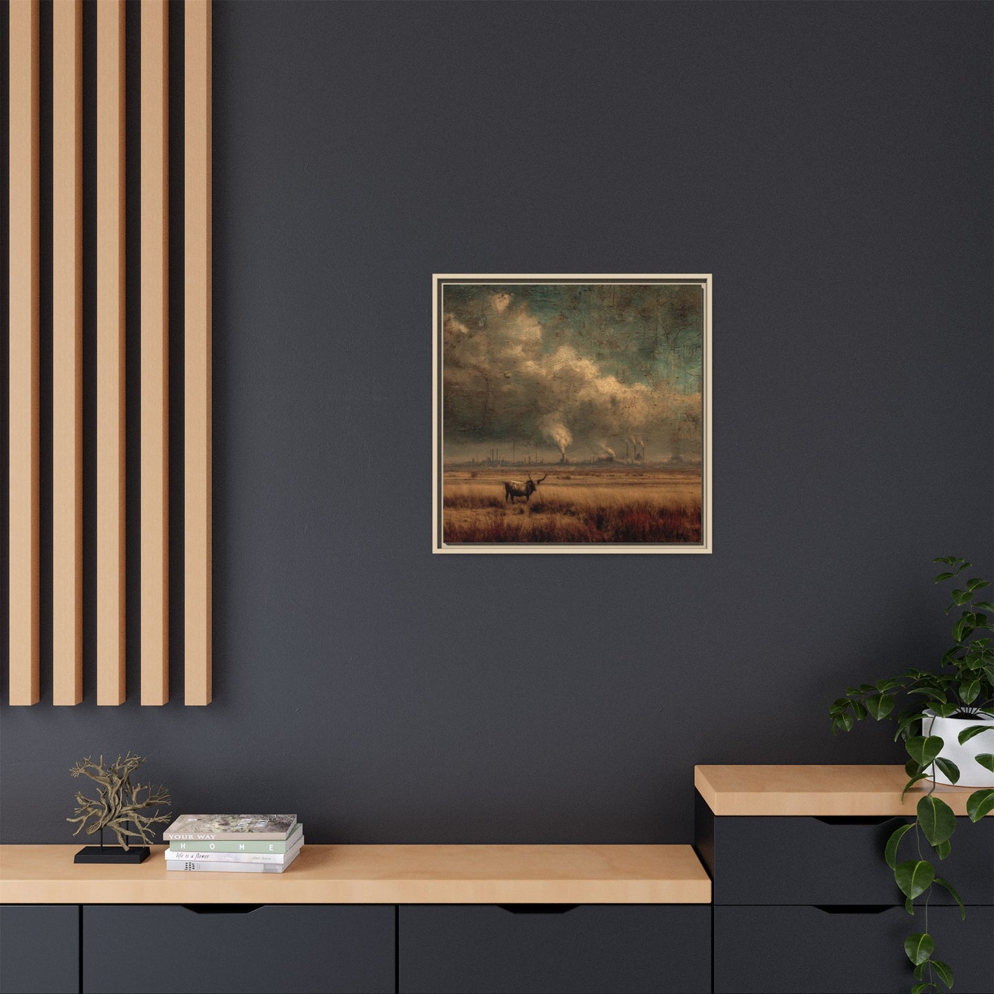 Cattle in Industrial Landscape | Vintage Style Art Print