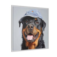 Playful Rottweiler Portrait | Dog Art in Denim Cap