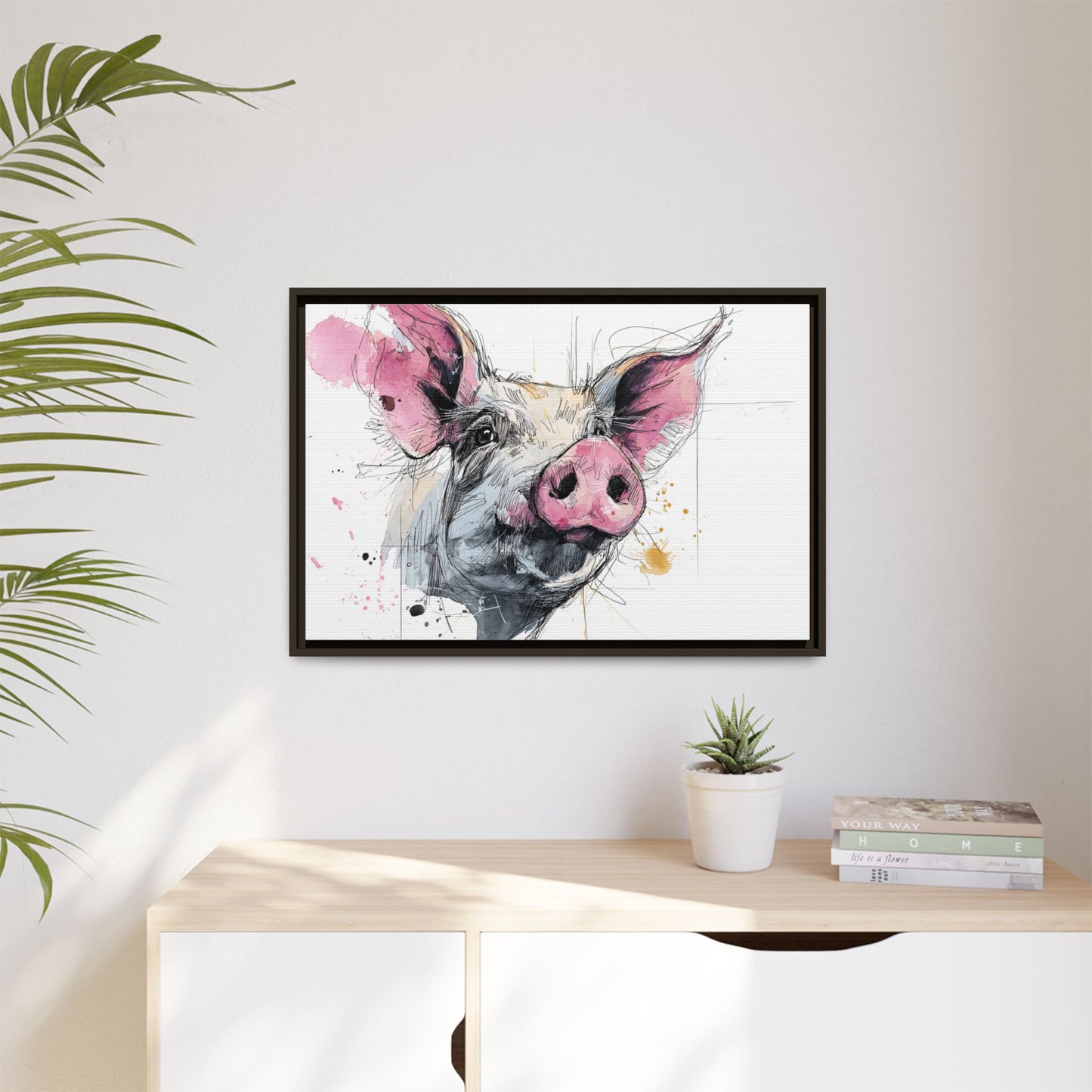 Whimsical Pig Art Print - Playful Farmhouse Decor