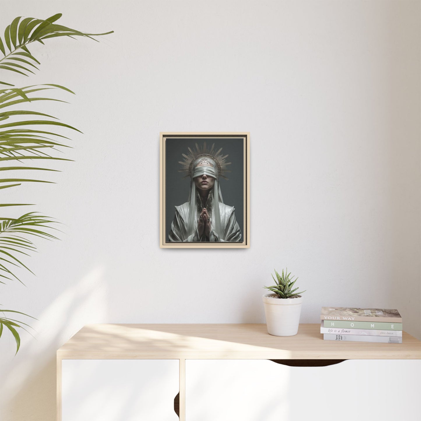 Ethereal Blindfolded Saint Art | Spiritual Home Decor