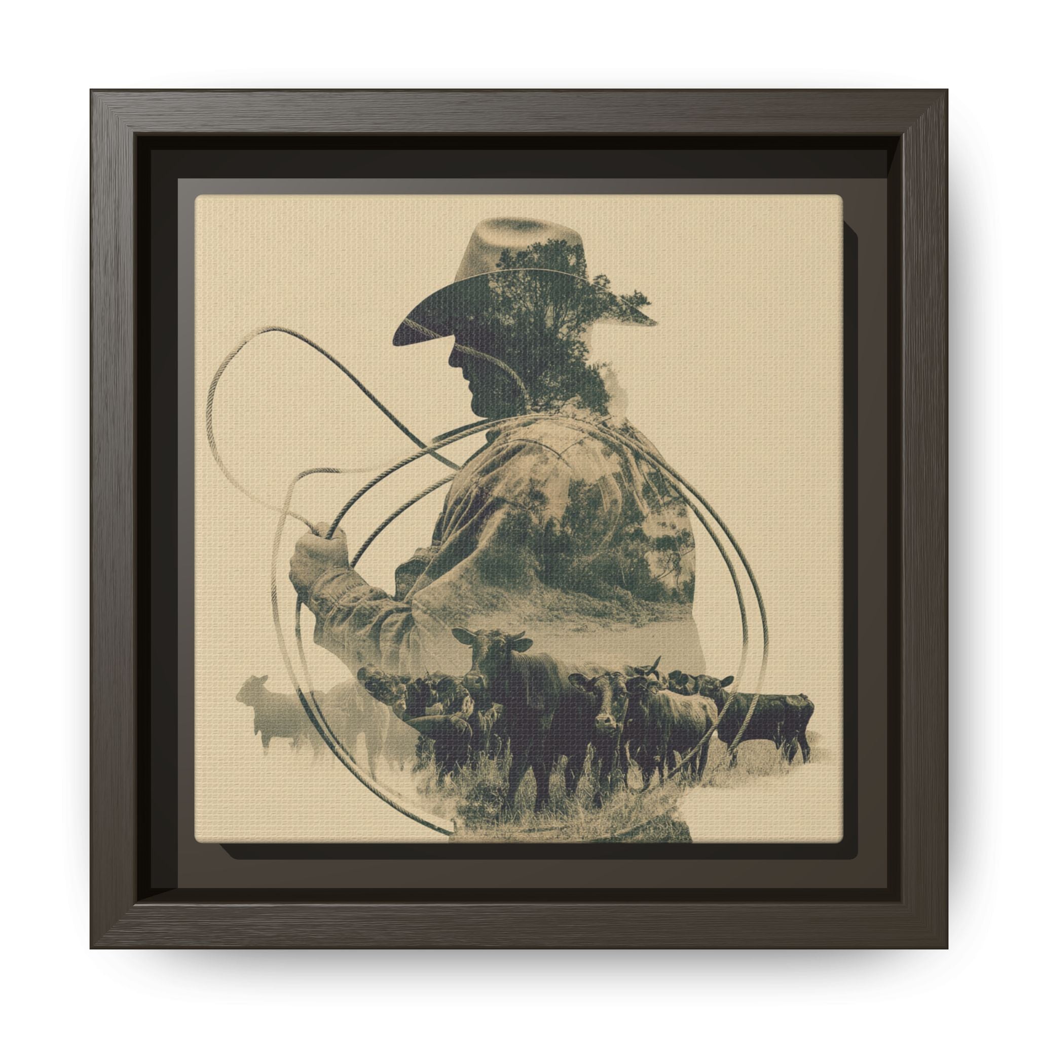 Lone Cowboy Silhouette Art - Vintage Western Charm