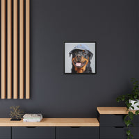 Playful Rottweiler Portrait | Dog Art in Denim Cap